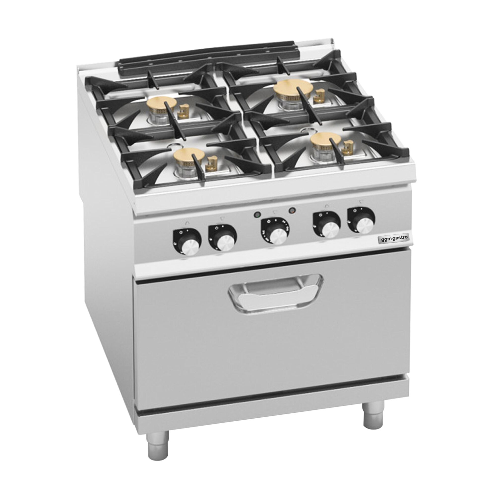 Fourneau à gaz – 28 kW – 4 brûleurs – avec four électrique à convection – 4,68 kW