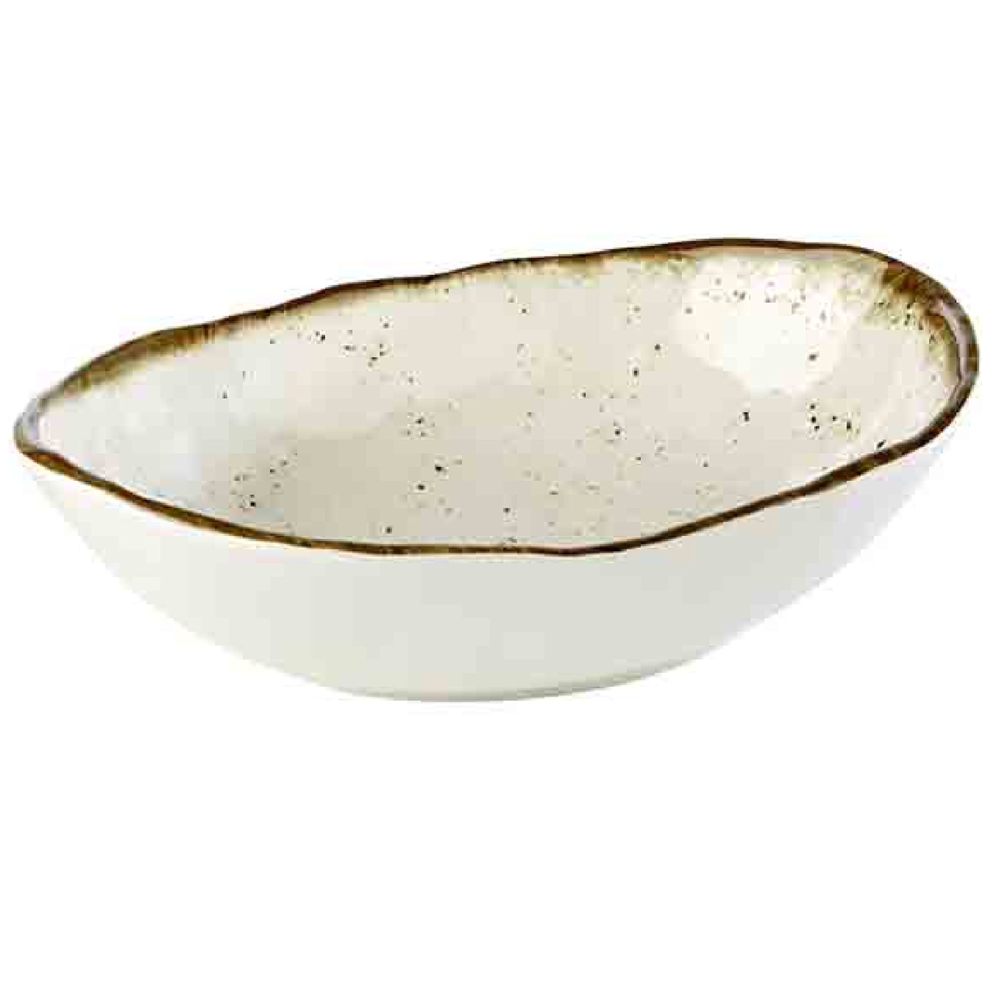 (6 pcs) Saladier - STONE ART - Mélamine - 1,2L - 285x210mm - Profondeur : 75mm - Blanc/Brun