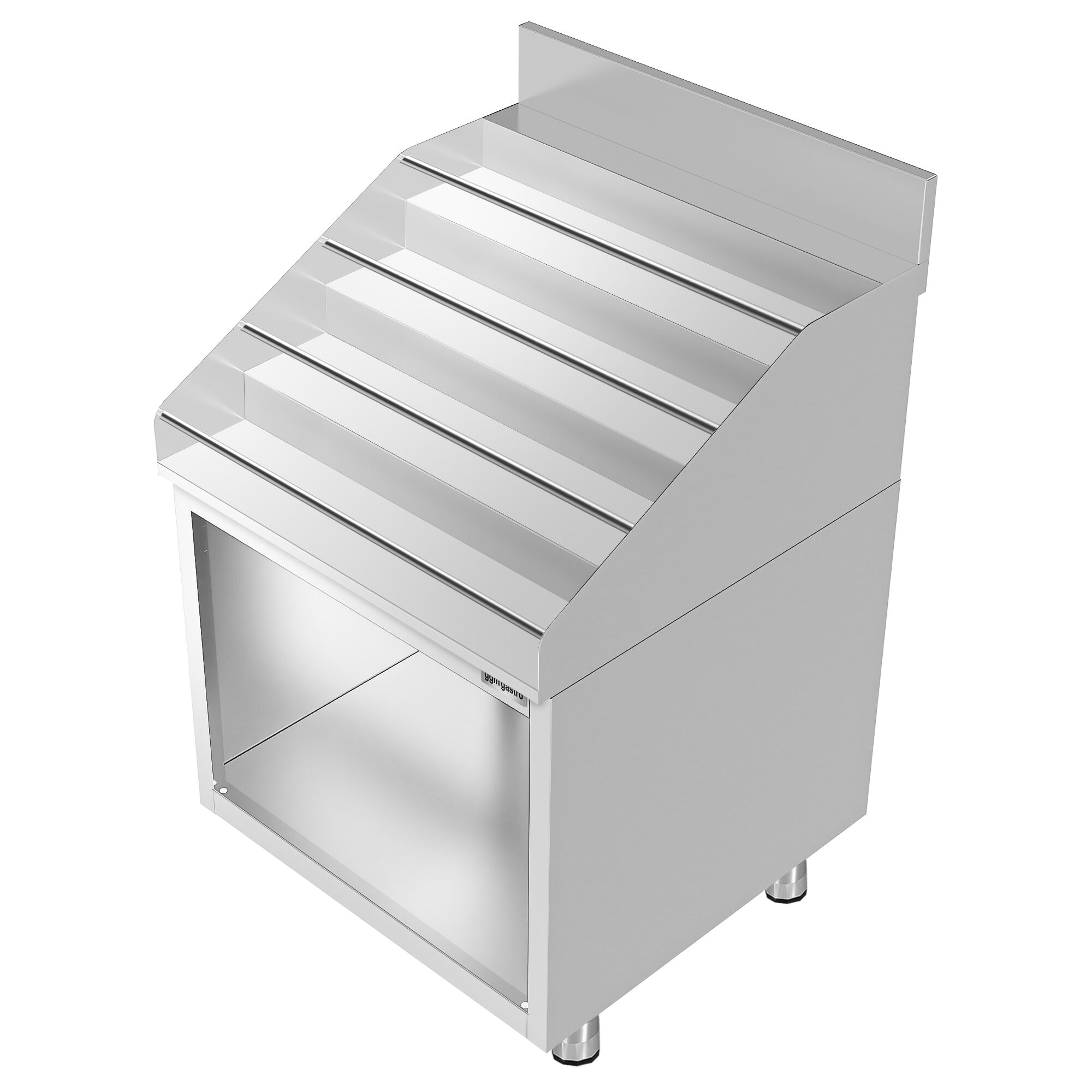 Estantería para botellas de bar de acero inoxidable - 600x600mm - con 4 estantes