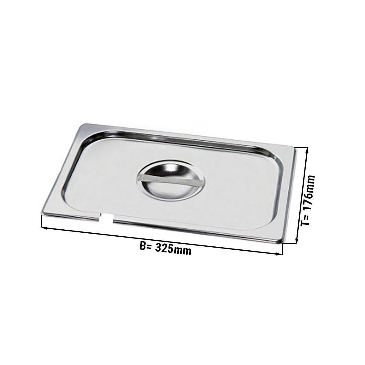 Stainless Steel GN Lid GN 1/3 - with ladle recess - 325x176x29mm