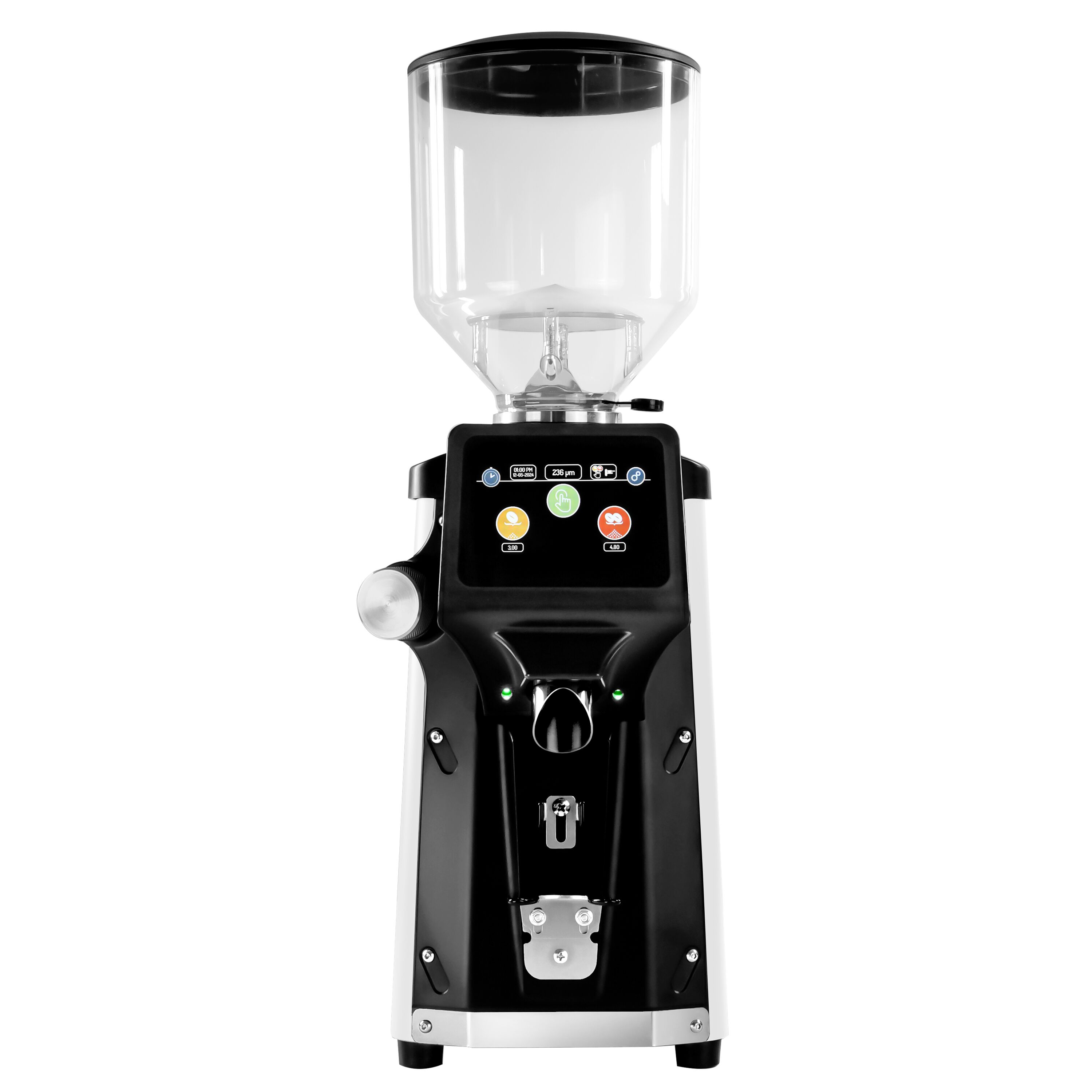 Moulin à café – 1,2 kg – meule plate Ø 65 mm – détection automatique du porte-filtre – Blanc