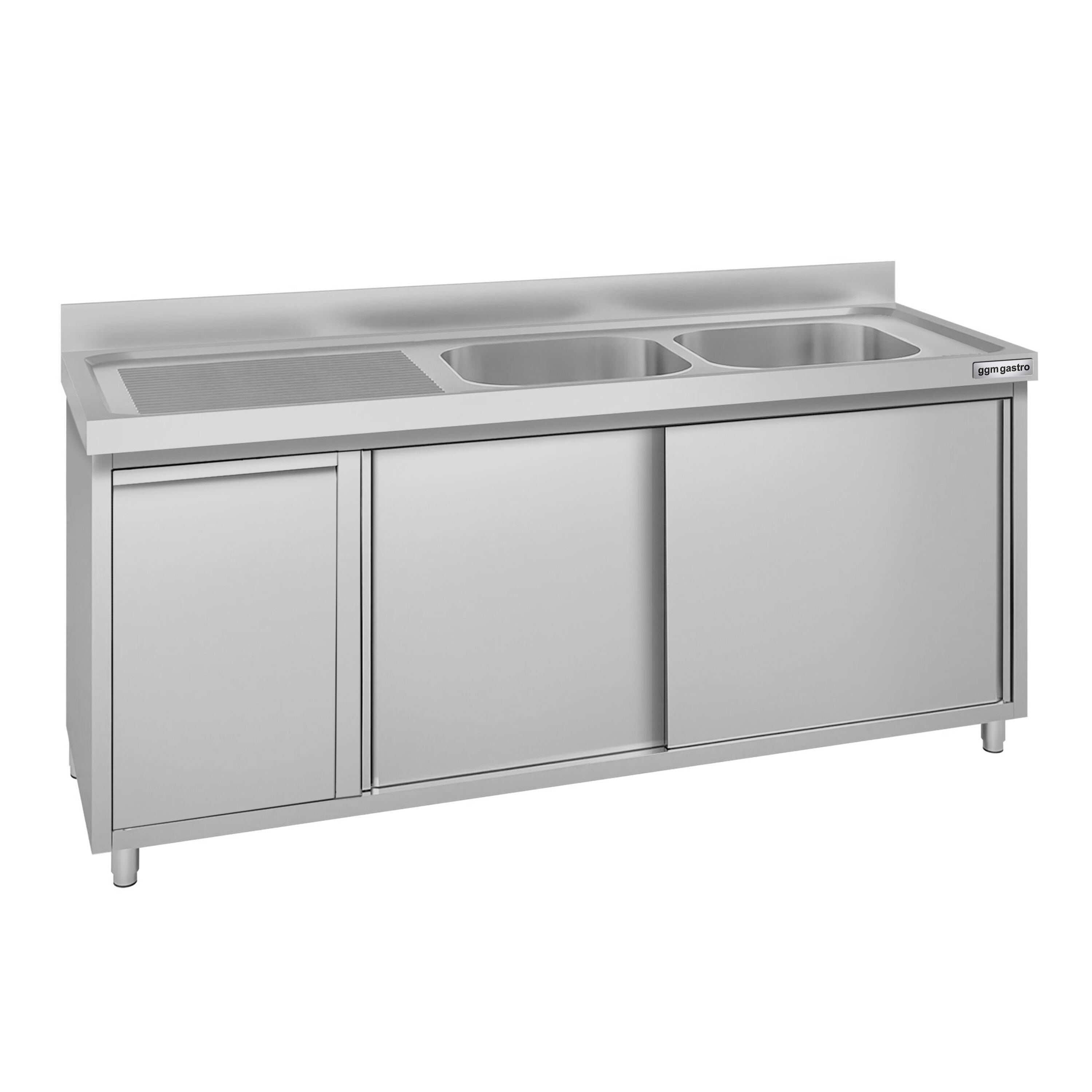 Meuble évier ECO - 1800 x 600 mm - avec poubelle & 2 bacs à droite