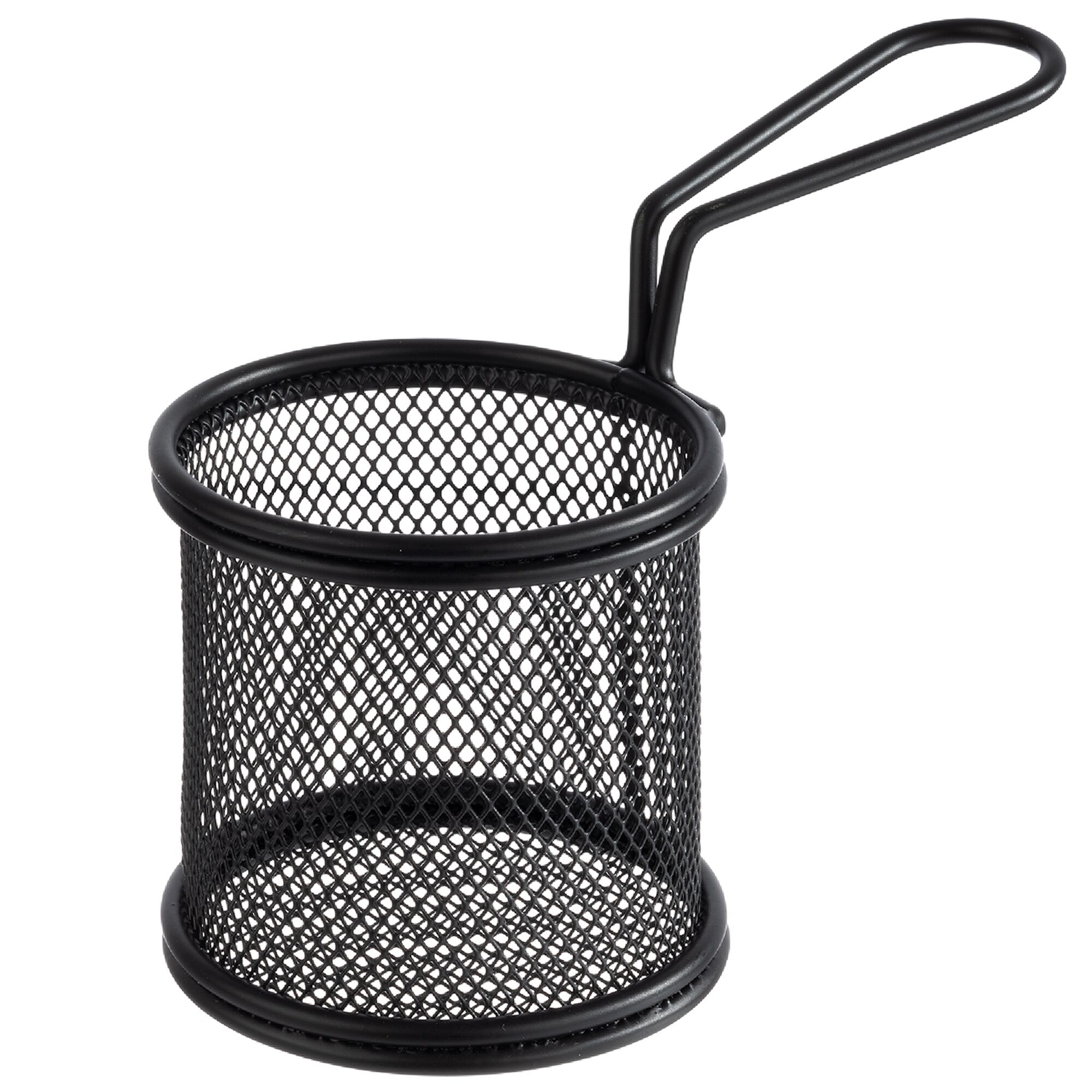 (6 pcs) Panier de service à frites - SNACKHOLDER - acier inoxydable - carré - 80x80x75mm - Noir