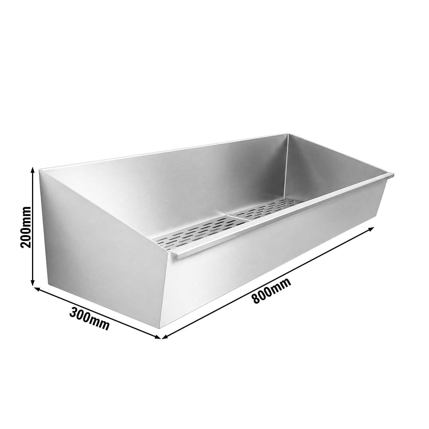Bac à frites en acier inoxydable - 800x300mm - avec filtre égouttoir