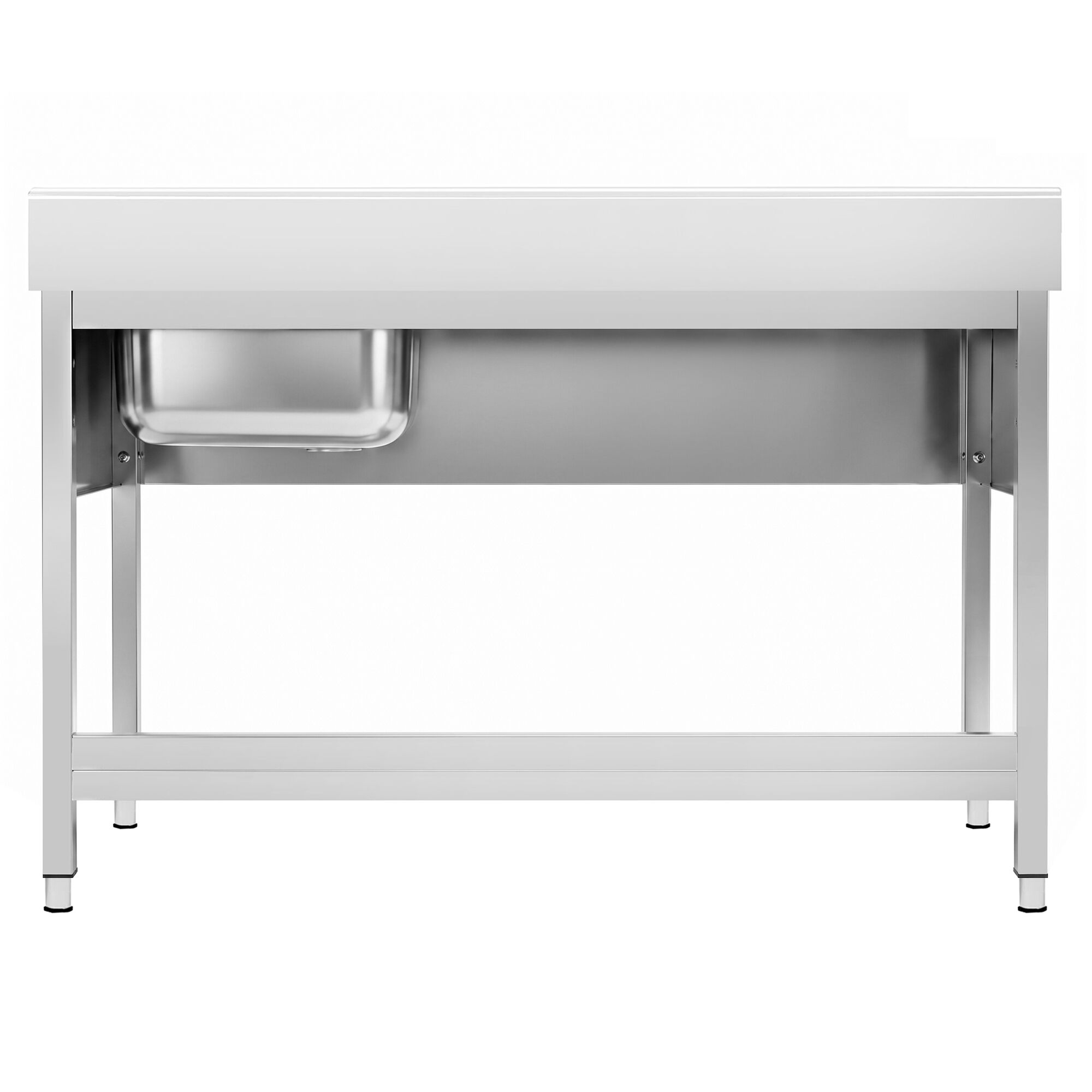 Stainless Steel Commercial Sink Unit PREMIUM - 1600x700mm - with Single Bowl Right-hand - with Undershelf