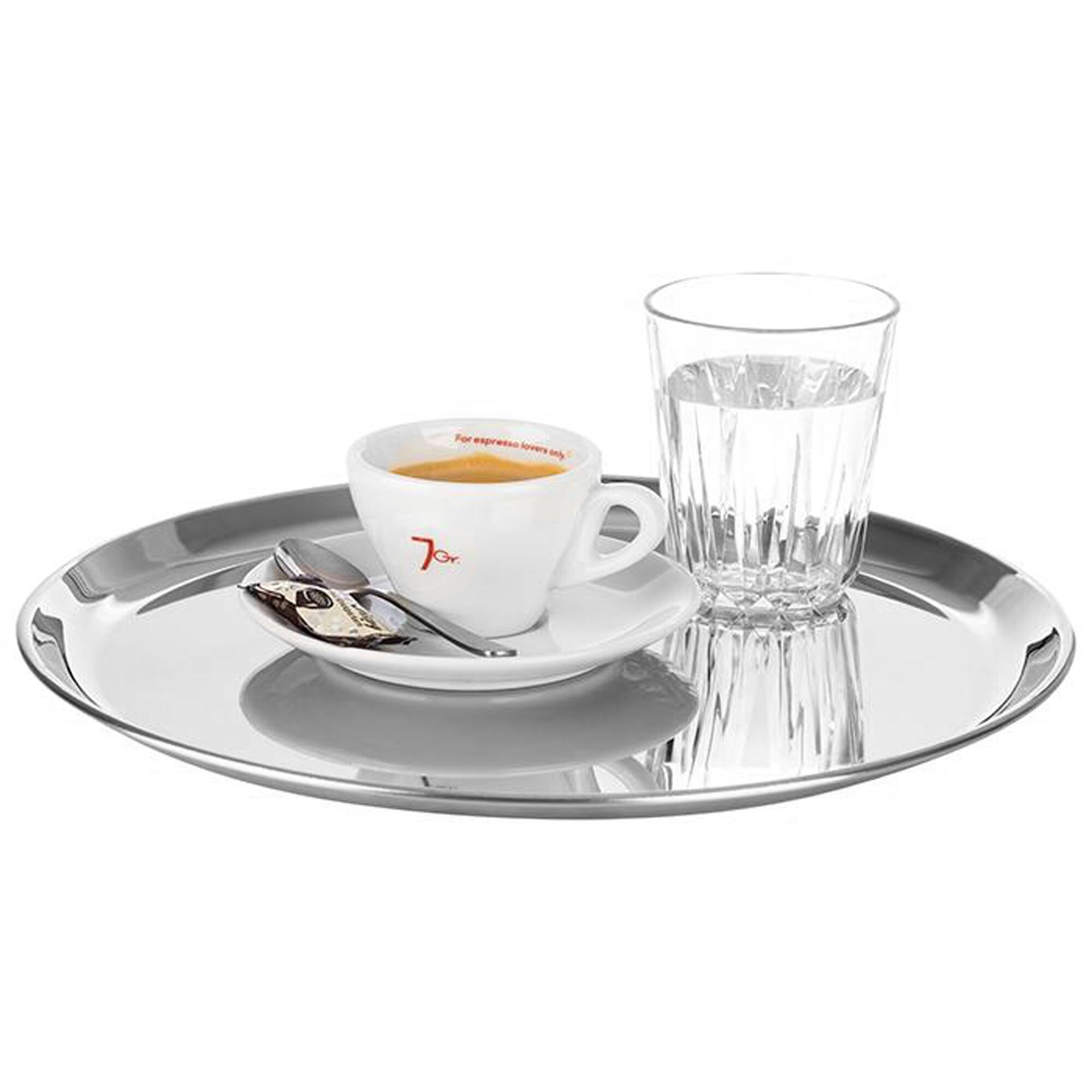 (6 pcs) Plateau de présentation - KAFFEEHAUS - Acier inoxydable - Ø270mm - Hauteur:15mm - compatible lave-vaisselle - empilable