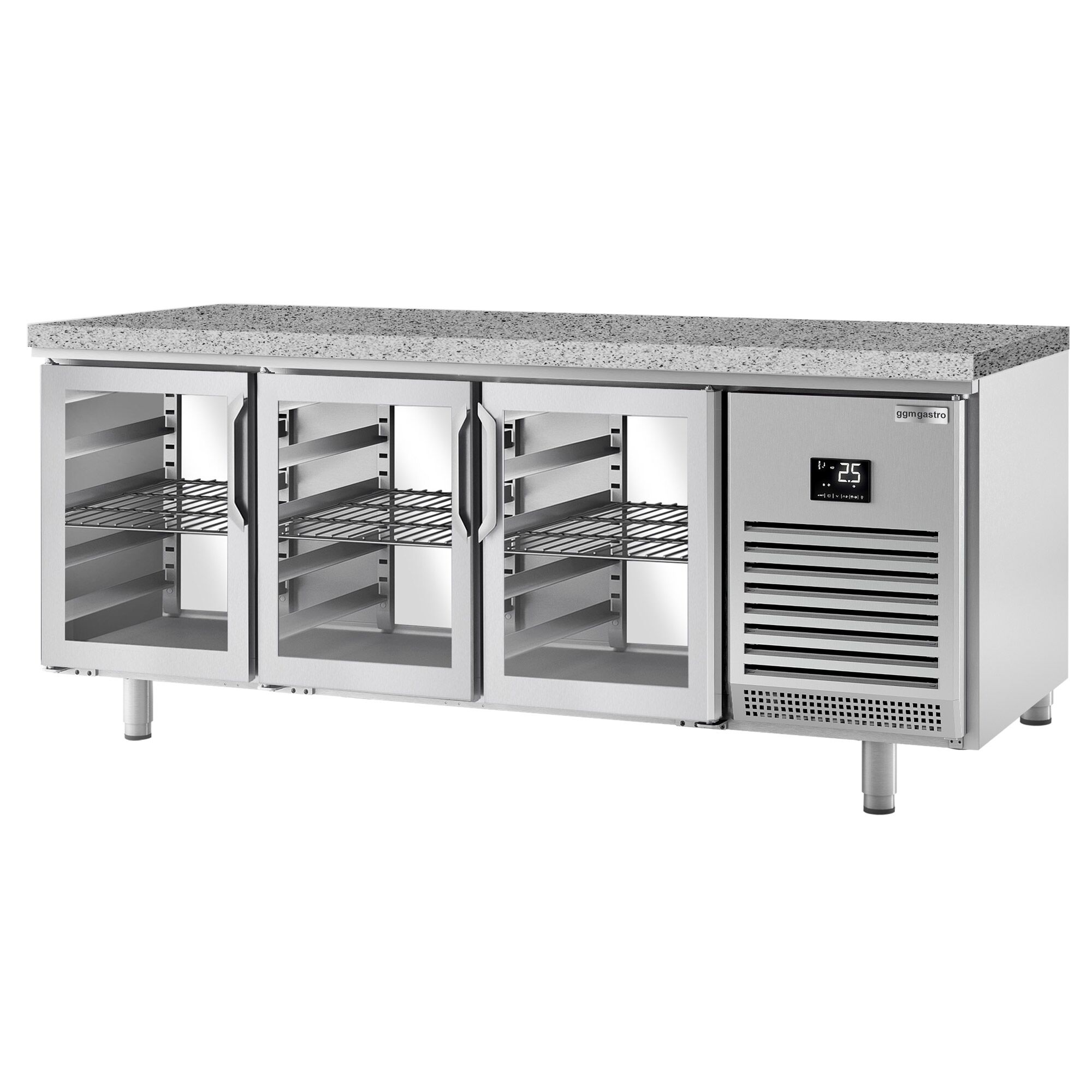 Bakery Counter Fridge PREMIUM PLUS - 2185x800mm - glass doors - granite worktop - double glazing - capacity 610 litres