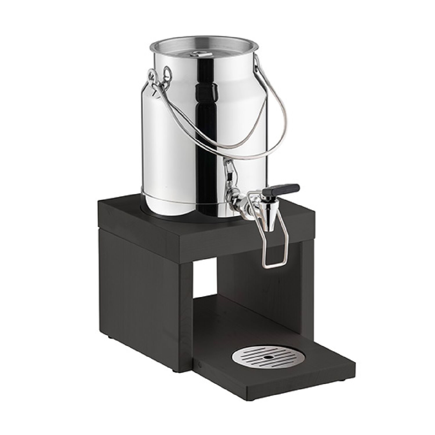 Distributeur de lait - BRIDGE - avec accumulateur de froid dans le socle, adaptateur sans contact - 3 L - Acier inoxydable, Bois (hêtre) - incl. accumulateur de froid, adaptateur sans contact