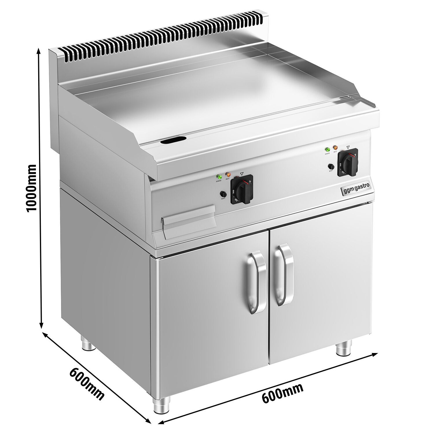 Plancha électrique - plaque acier - 2 zones - 9,0 kW - Lisse - Surface de cuisson : 595x500mm - incl. support