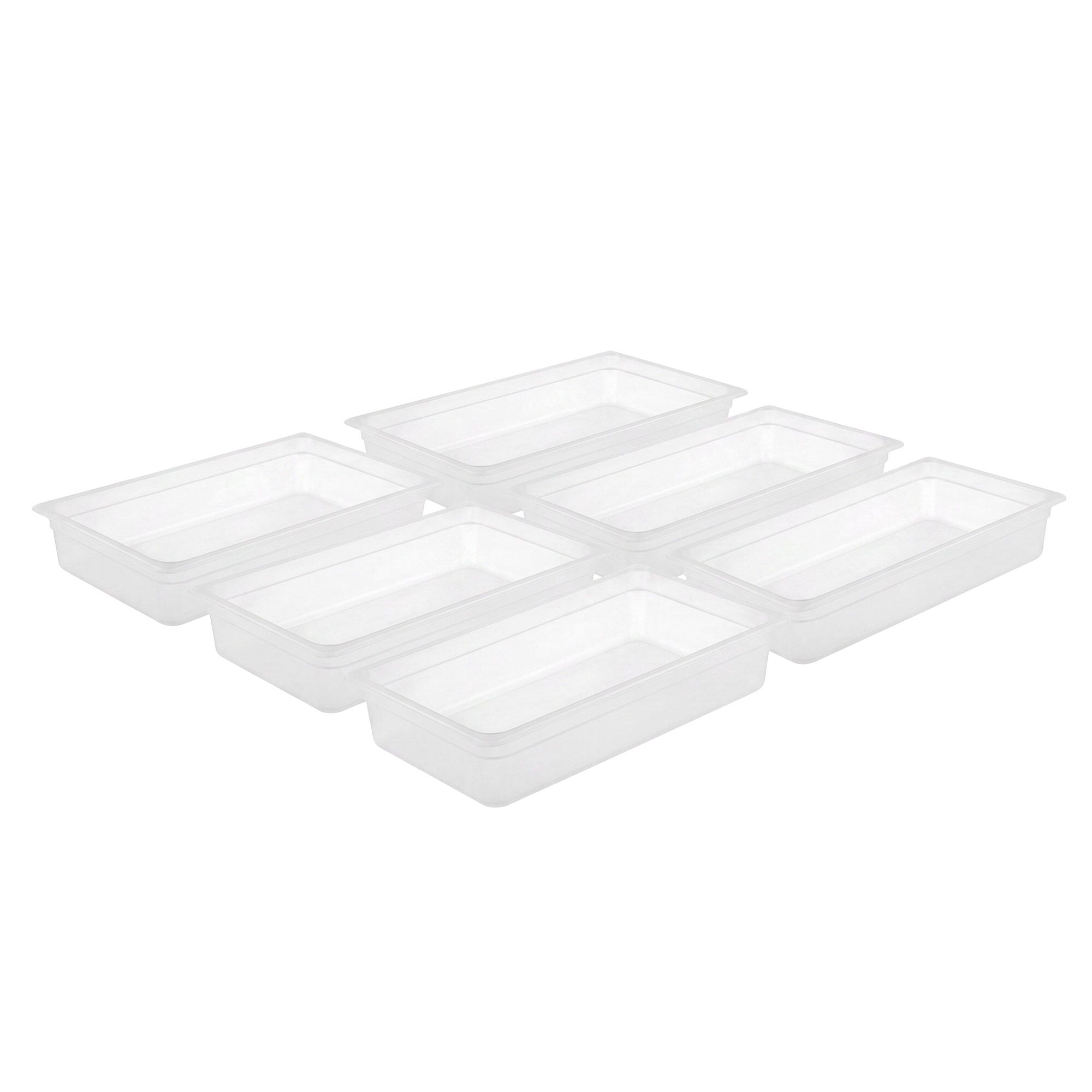 (6 pièces) Bac en Polypropylène - GN 1/1 - Translucide - 8,5 L - Hauteur : 65 mm