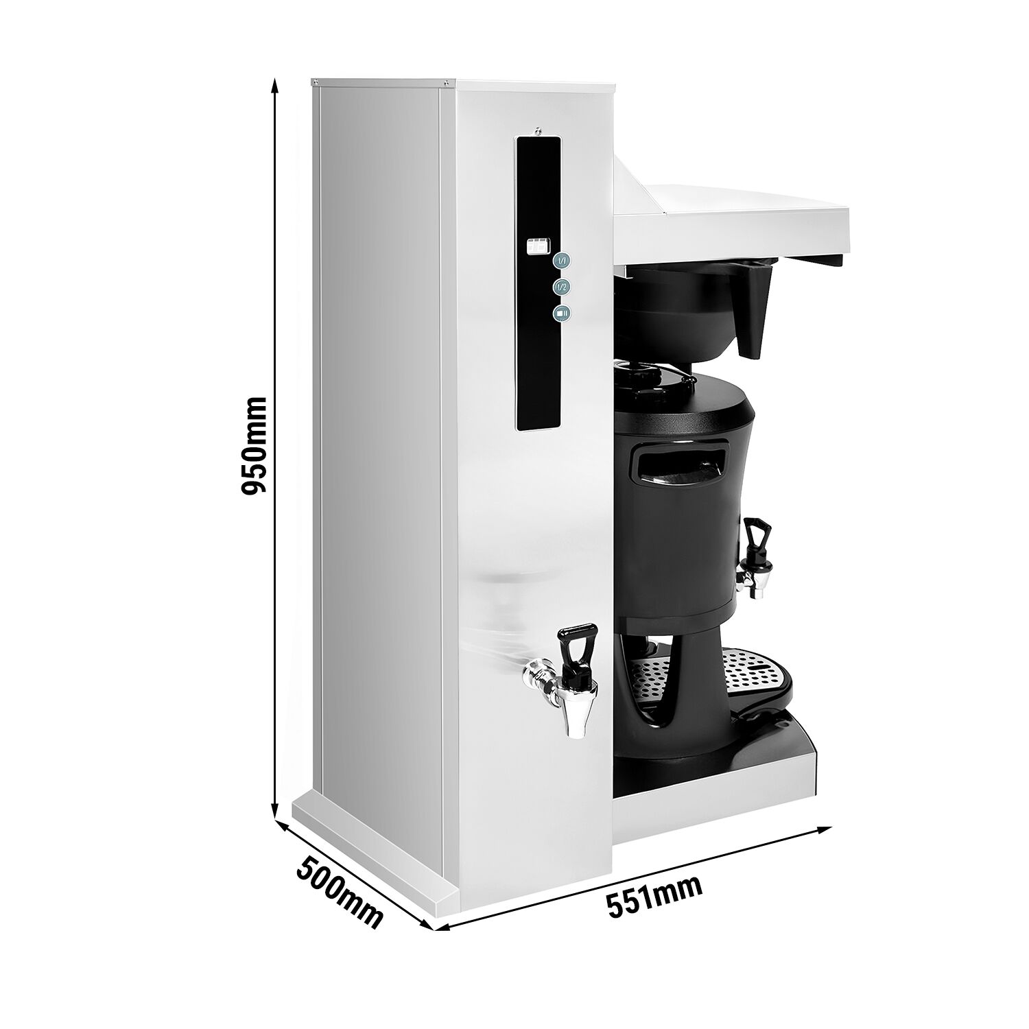Commercial Bulk Coffee Brewer - 5L - 4.5 kW - with direct water connection & hot water tap - incl. thermal container