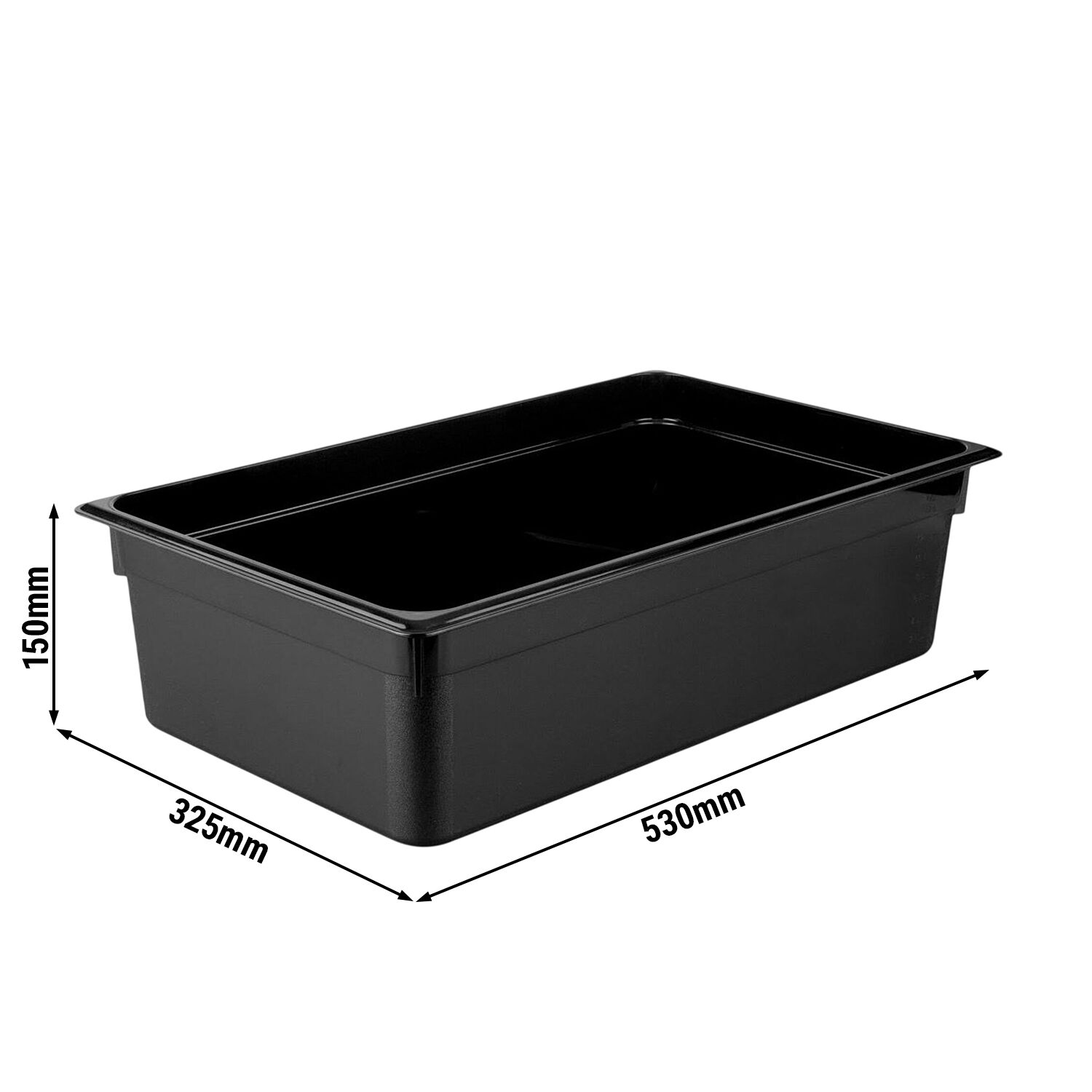(6 pièces) Bac en Polycarbonate GN 1/1 - Noir - Hauteur : 150 mm