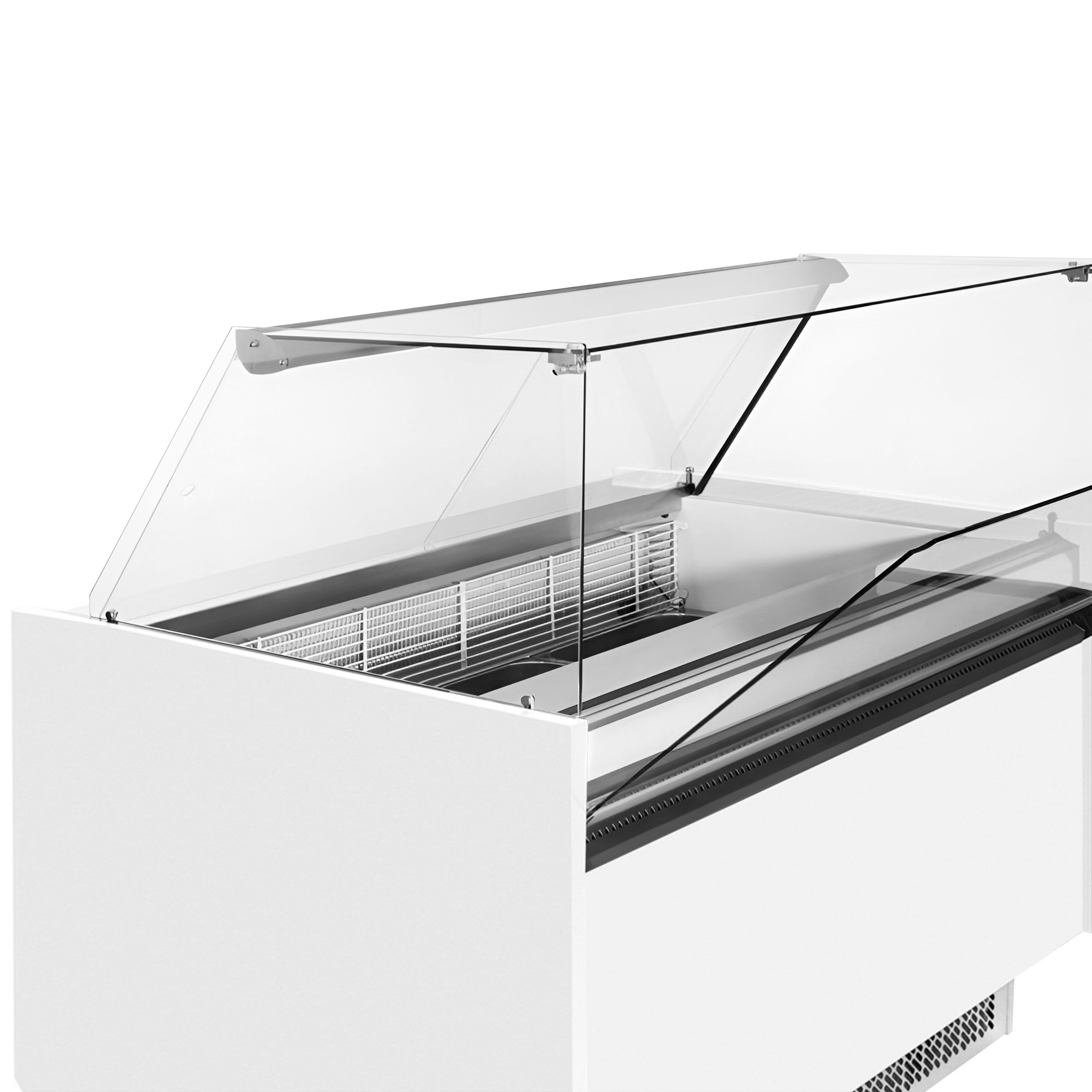 Vitrine à glace LEVI – 1310 mm – refroidissement statique – pour 7+7 bacs à glace de 5 litres – Blanc