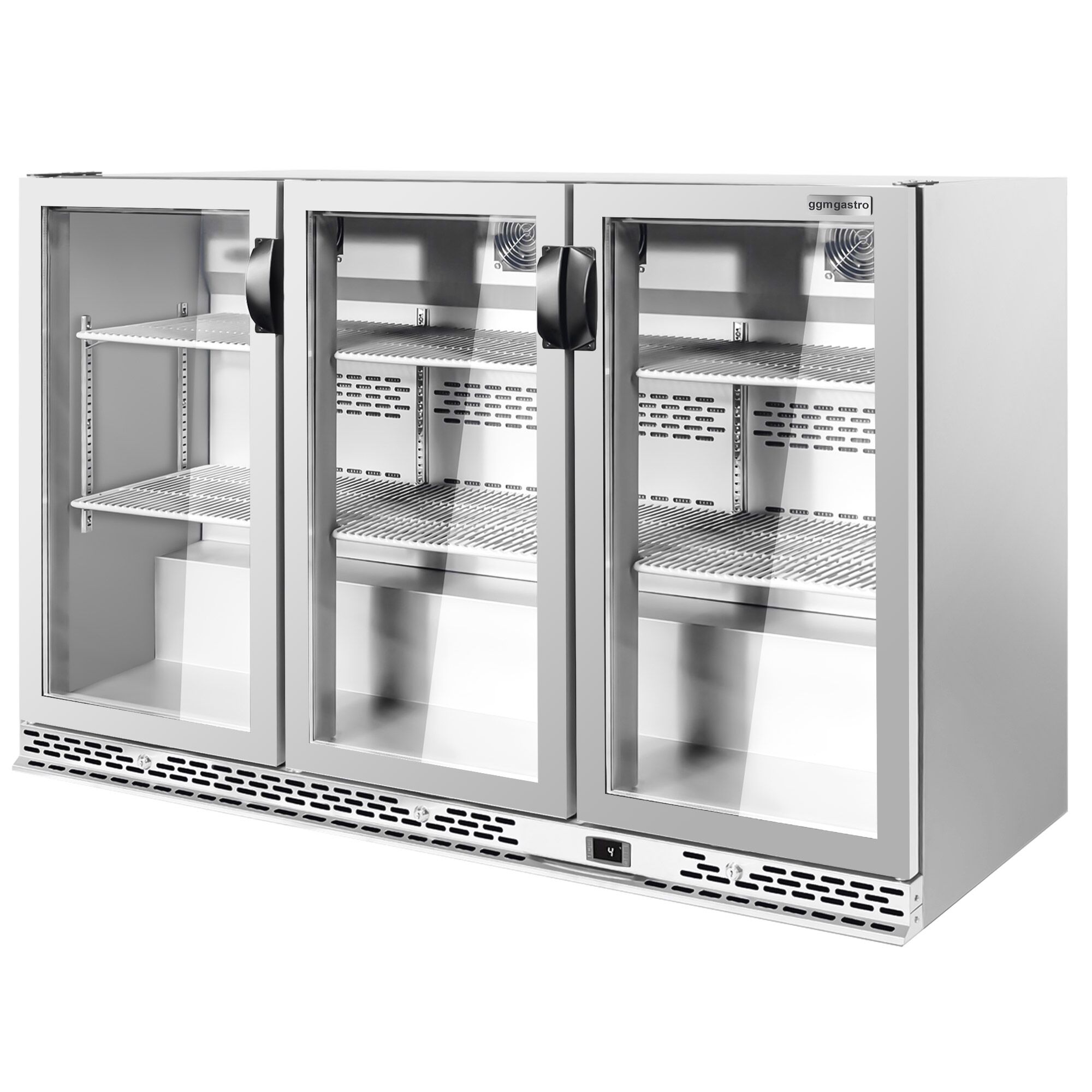 Commercial Back Bar Cooler PREMIUM PLUS - 1350mm - 330L - with 3 glass hinged doors - Stainless steel