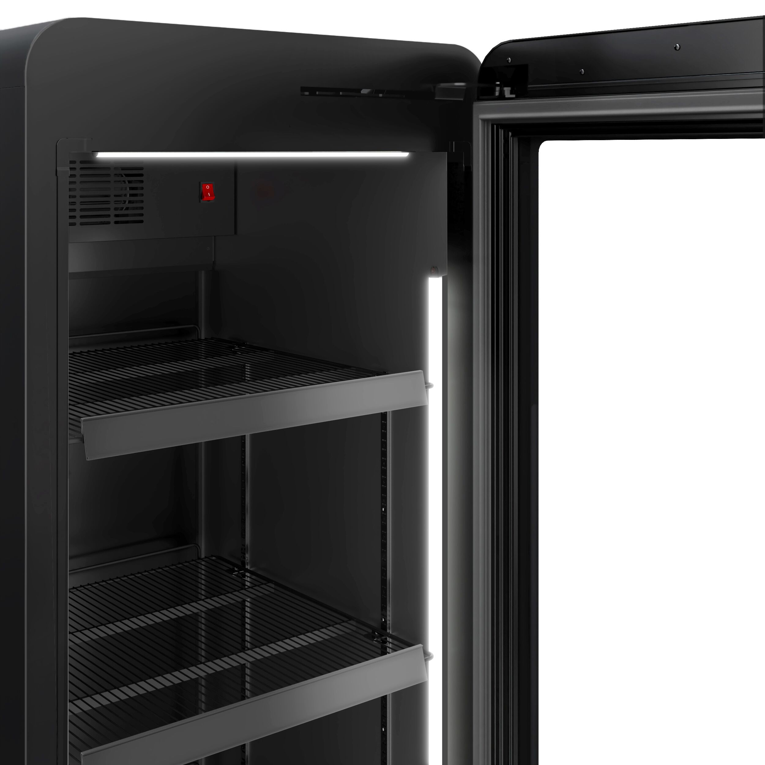 Commercial Beverage Display Fridge - 670mm - 550 Litres - 1 hinged glass door - LED lighting - Temperature range 1 to 7 °C - Black