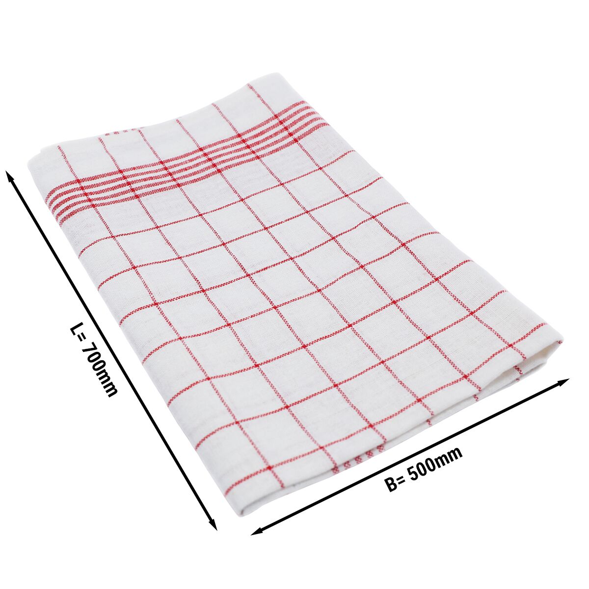 (200 pcs) Tea towel made of Linen‑cotton Checked - 50x70cm - Red checked