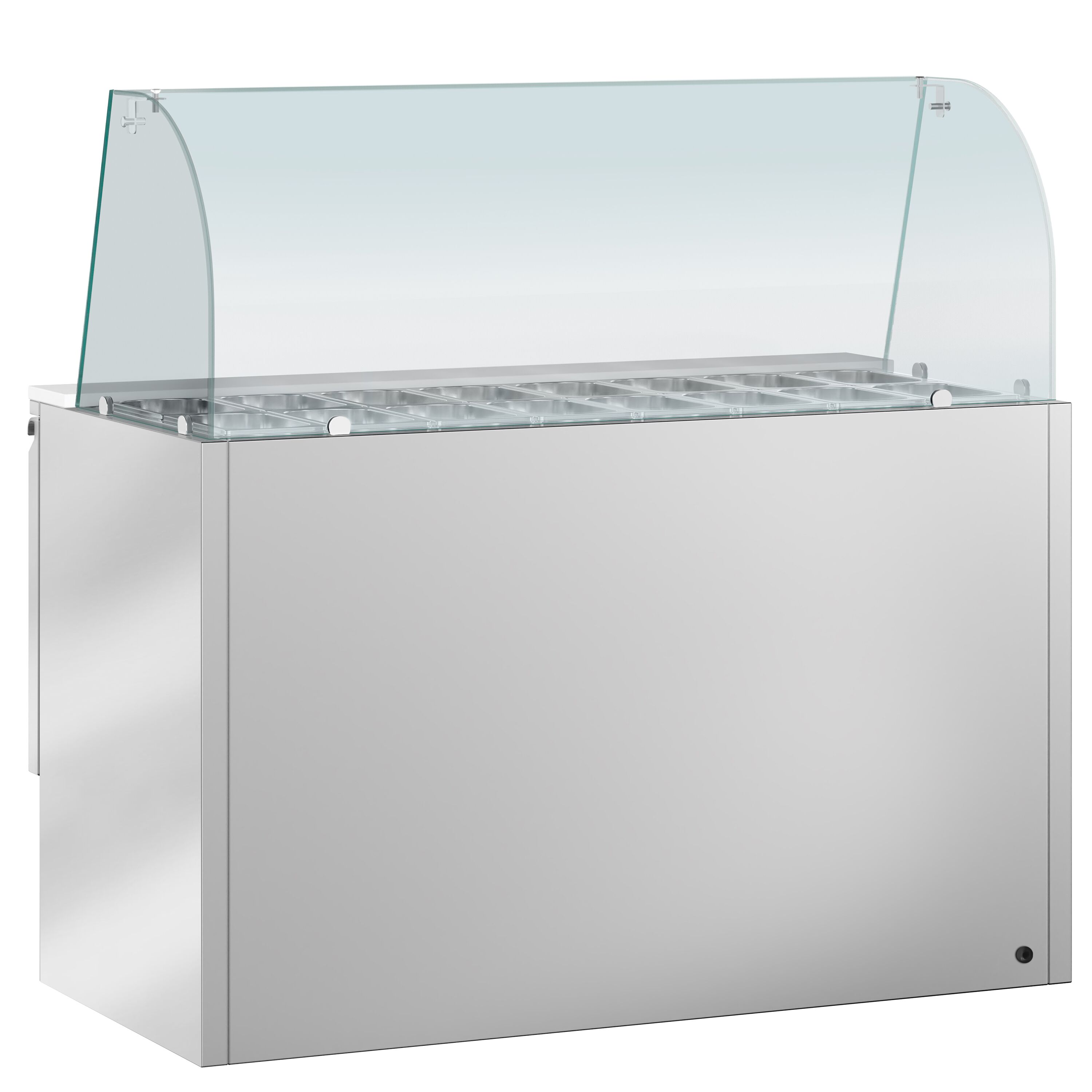 Saladette réfrigérée PREMIUM - 1368mm - 368L - 3 portes - avec vitrine de comptoir pour 4x GN 1/1