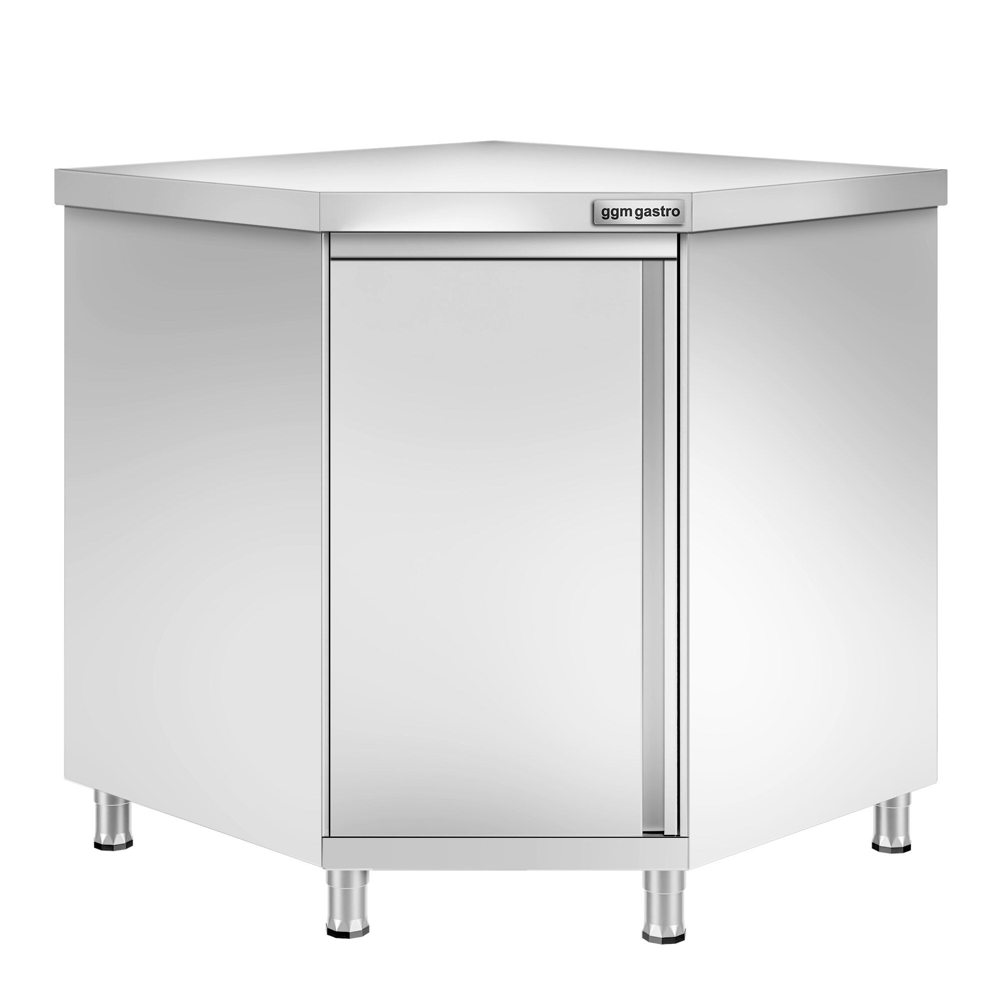 Table armoire d’angle en acier inoxydable PREMIUM - 1000x1000mm - avec portes battantes