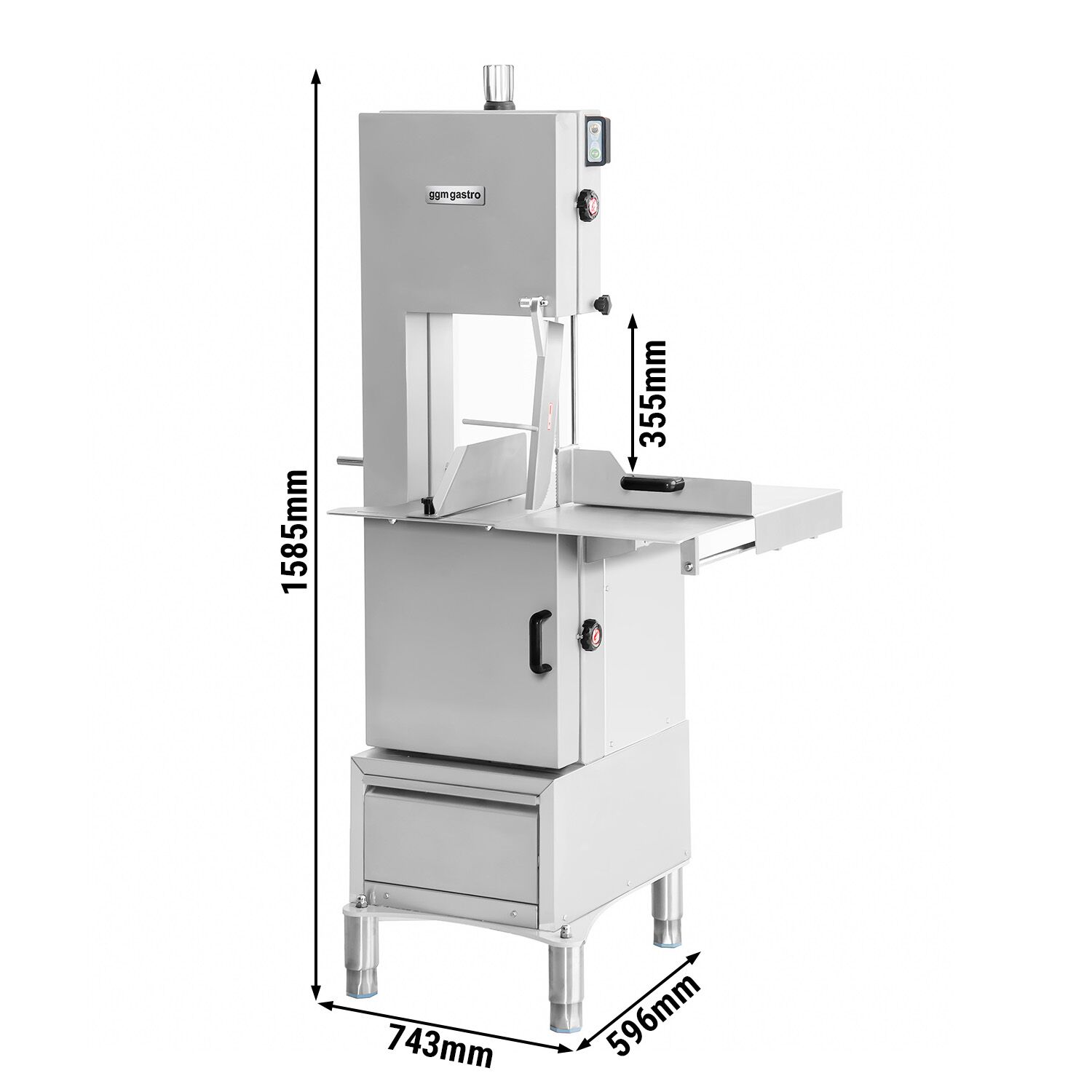 Scie à os sur socle - Lame 2020mm - Hauteur de coupe max. 250mm - Inox - 230V