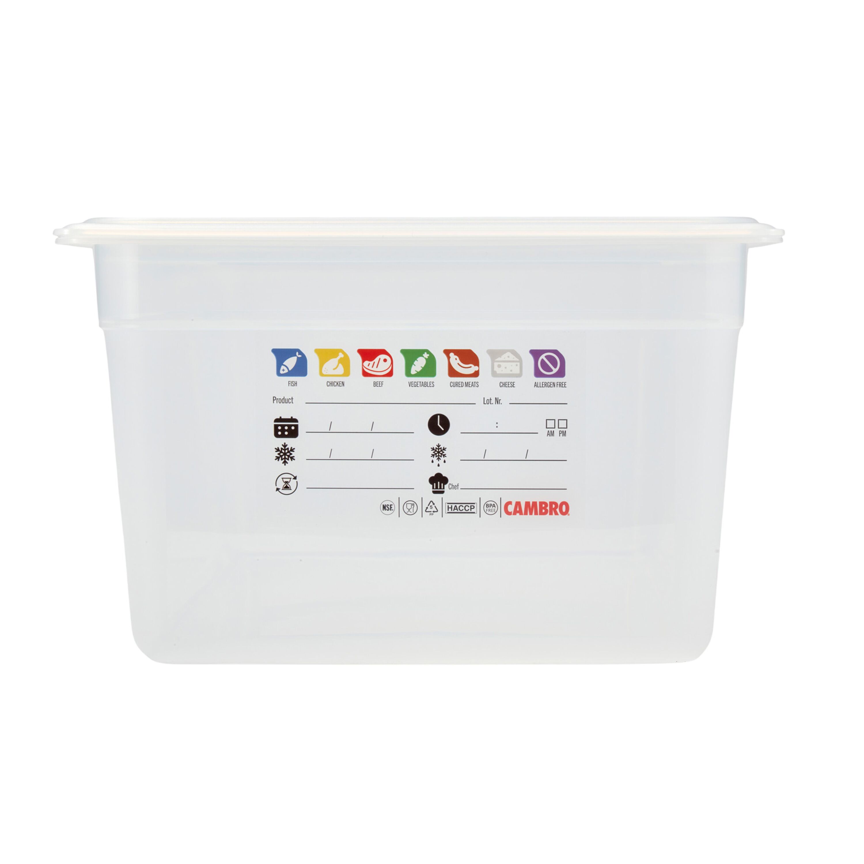 (6 pièces) CAMBRO | SafeTrak - Récipients en polypropylène GN 1/1 - laiteux - Hauteur : 200mm
