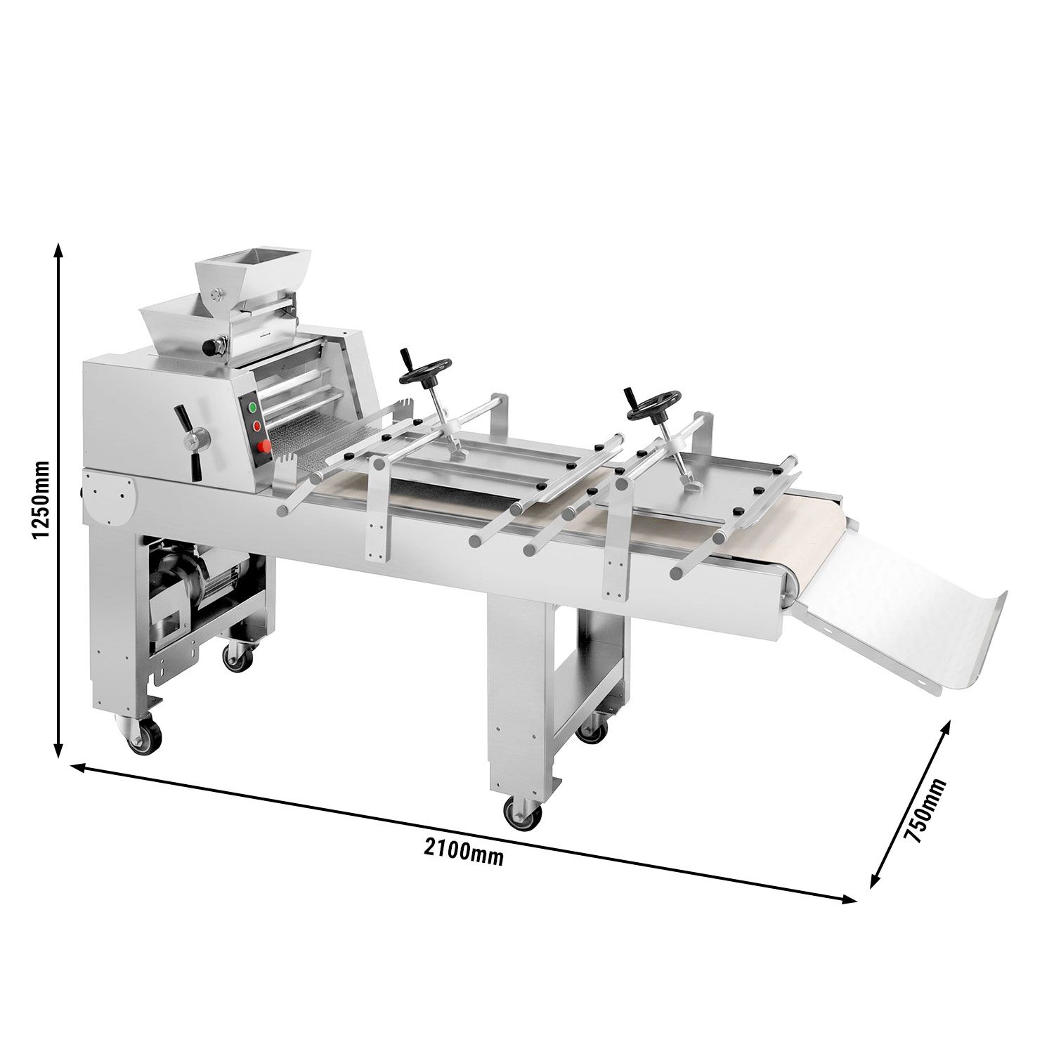Façonneuse de boulangerie - Sur piétement - 2 cylindres - 550W - Jusqu’à 2500 pièces/h - Acier inoxydable