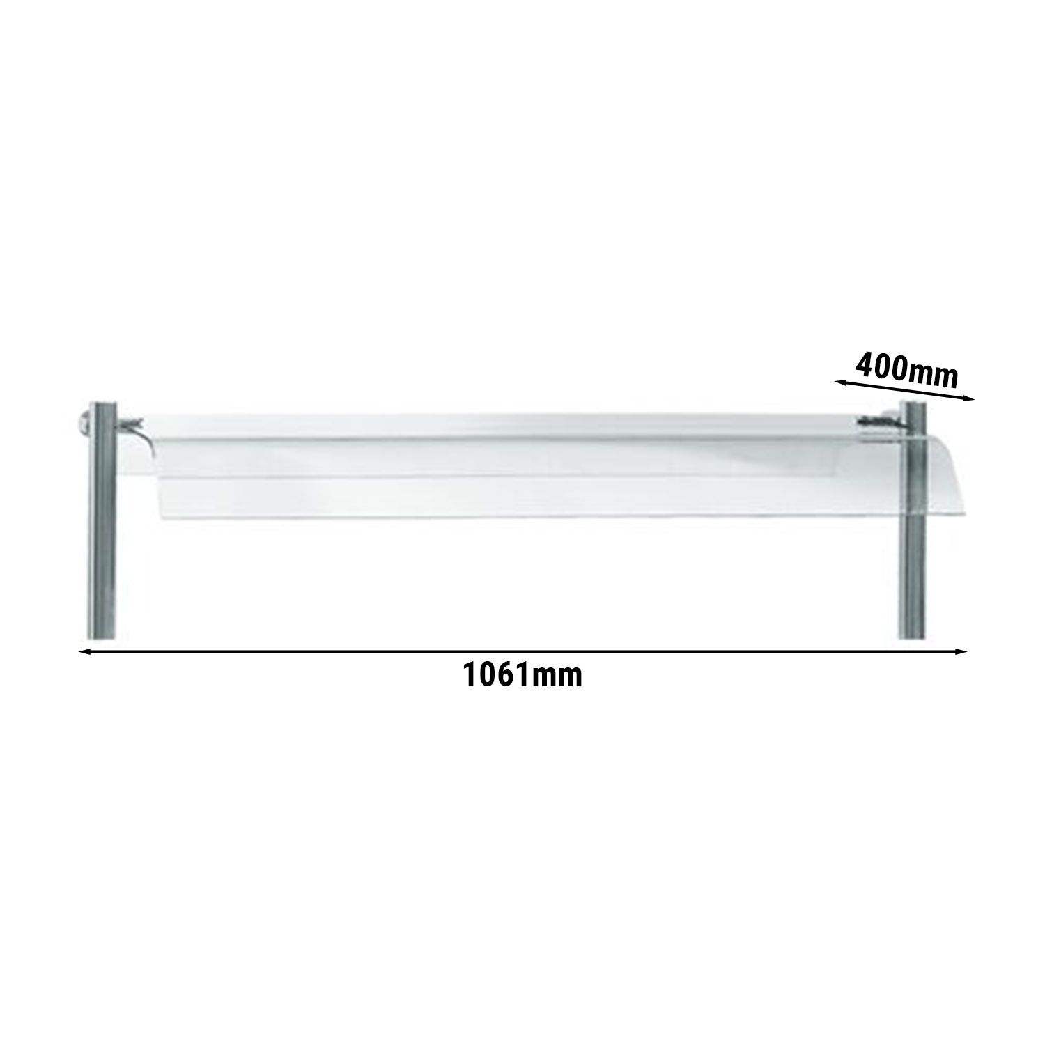 Support de verre KOPENHAGEN - courbé - 1061x400x23mm - compatible avec BVI800-6 & BVI800 - Supports de verre BVI800-GH2 ou BVI800-GH6 vendus séparément