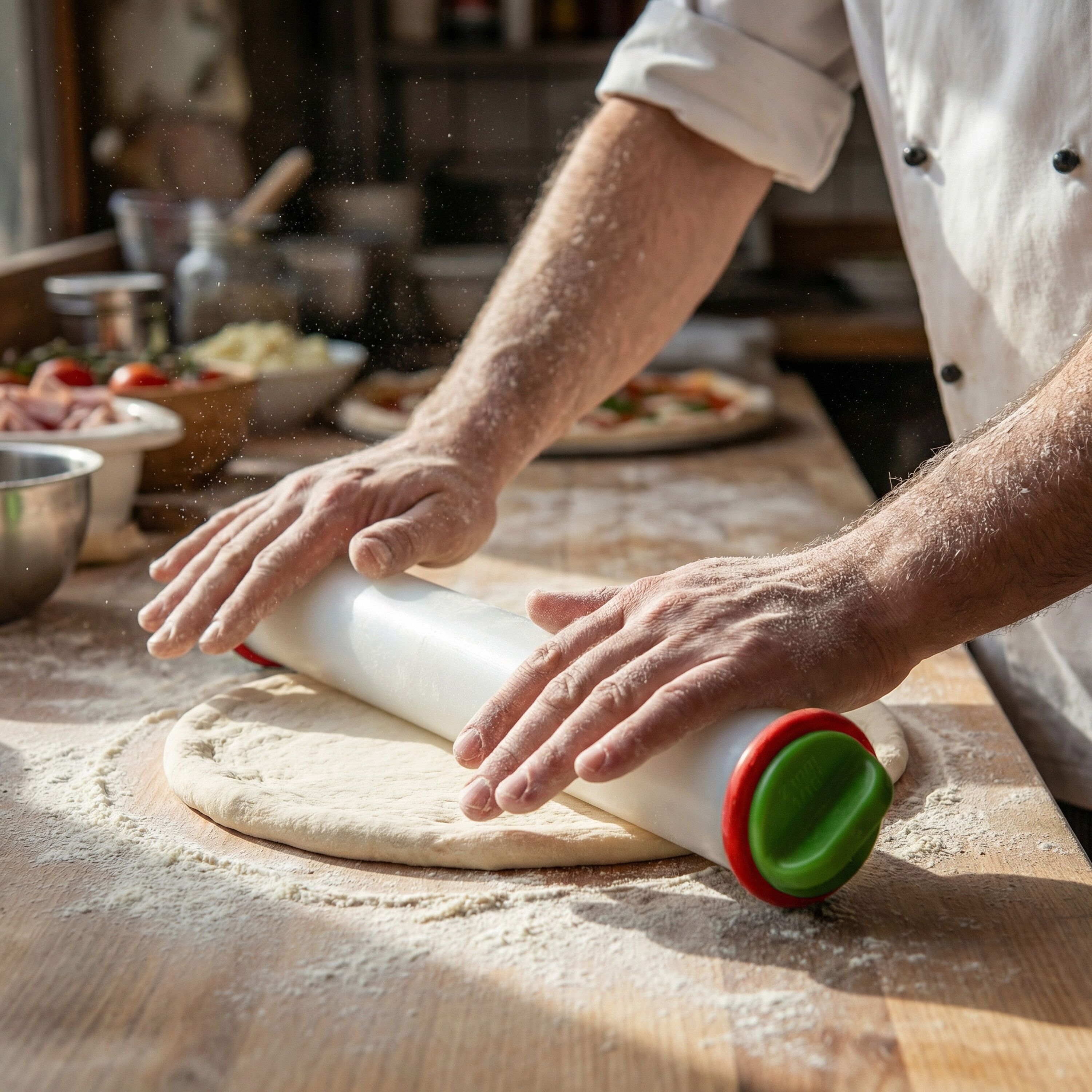 Rouleau à pâte / rouleau à pâtisserie – réglable en hauteur – grand – plastique