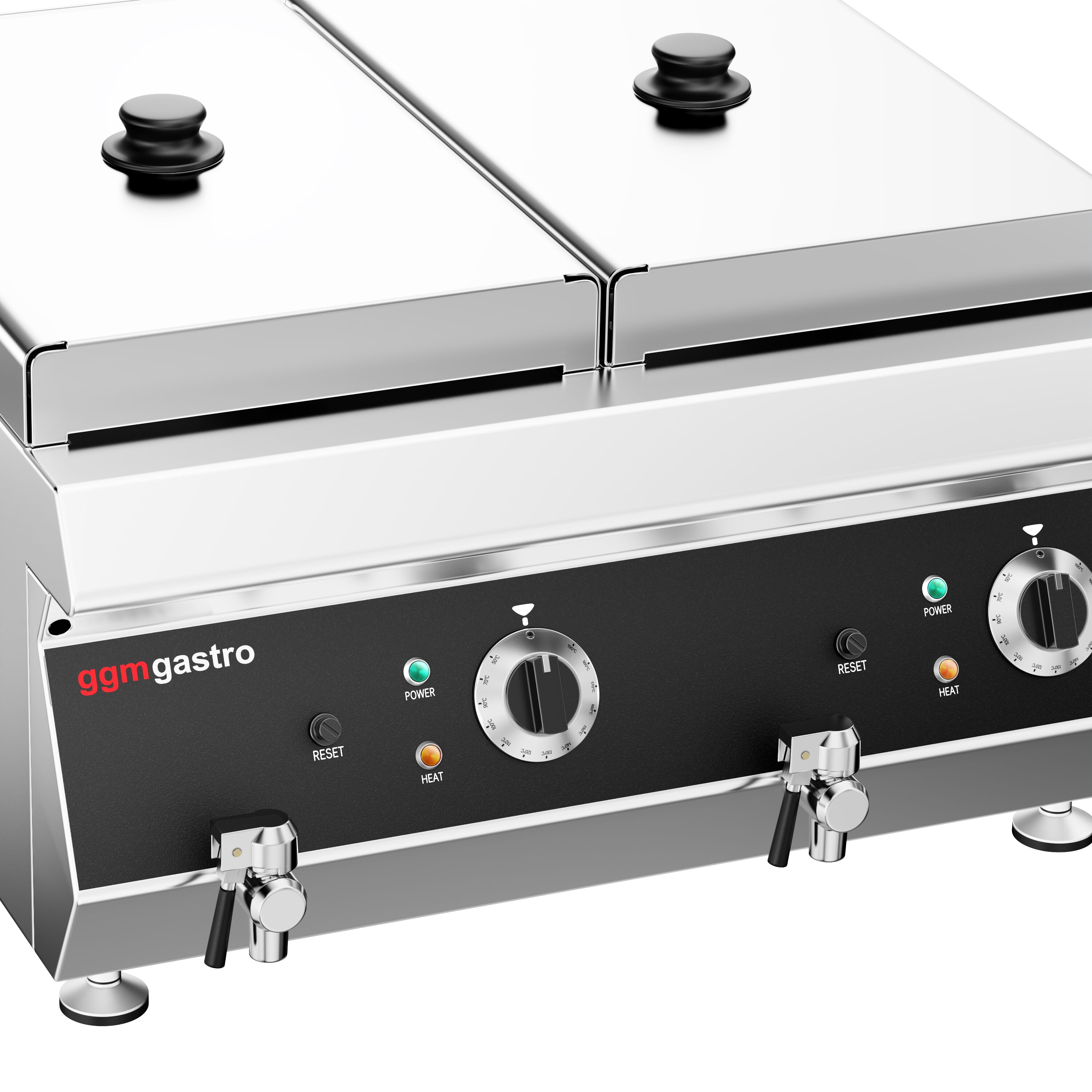 Friteuse électrique double – 600 mm – 13+13 litres – 9 kW – avec robinet de vidange
