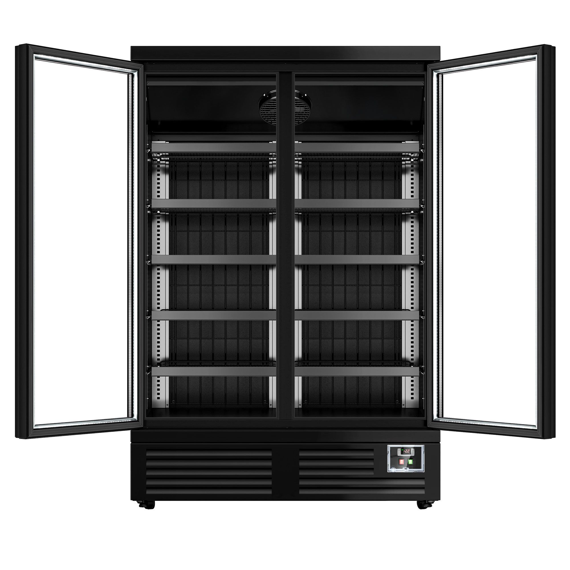 Vitrine murale de congélation - 1310 mm - 991 litres - avec 2 portes battantes à double vitrage & 5 étagères