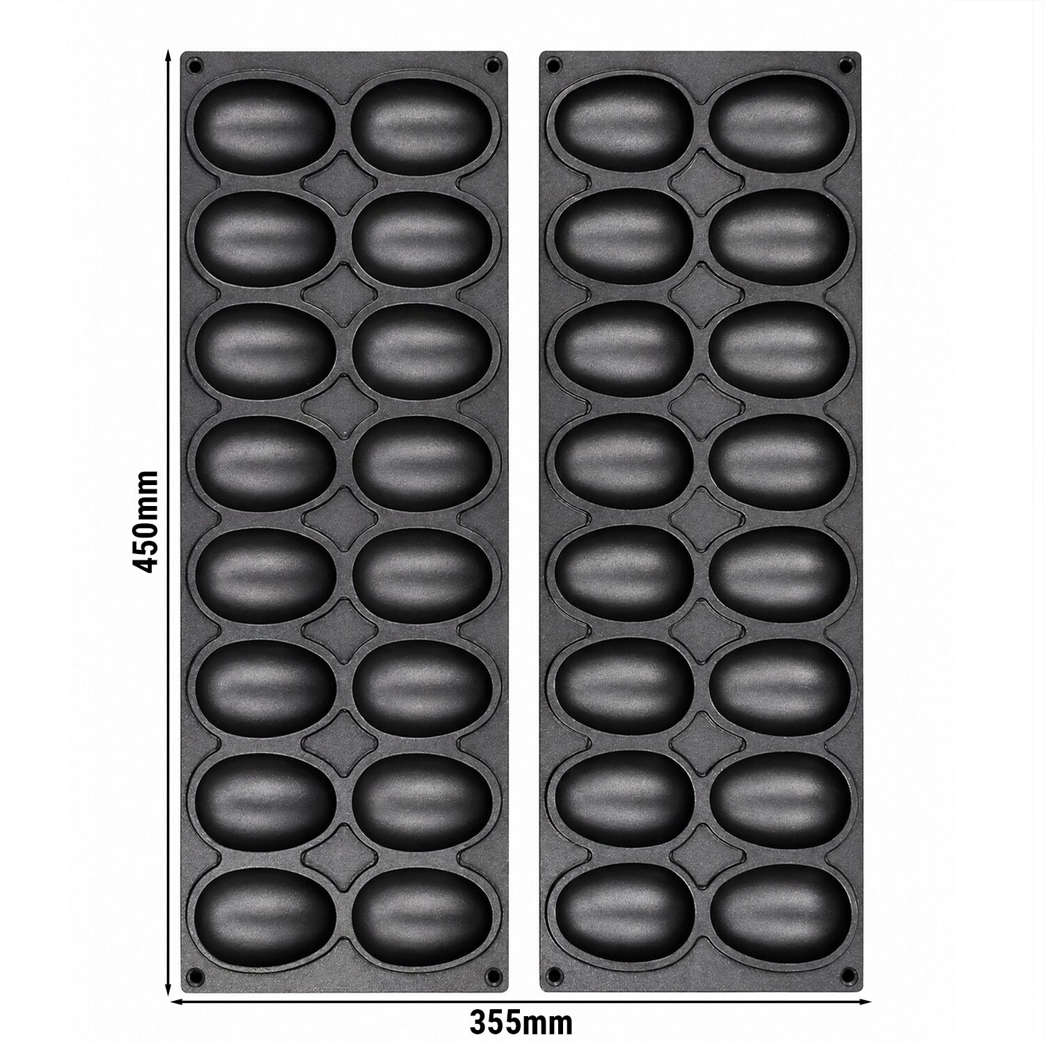 Plaques pour machine à tartelettes TMOPH - Forme : 16x oeuf/ovale