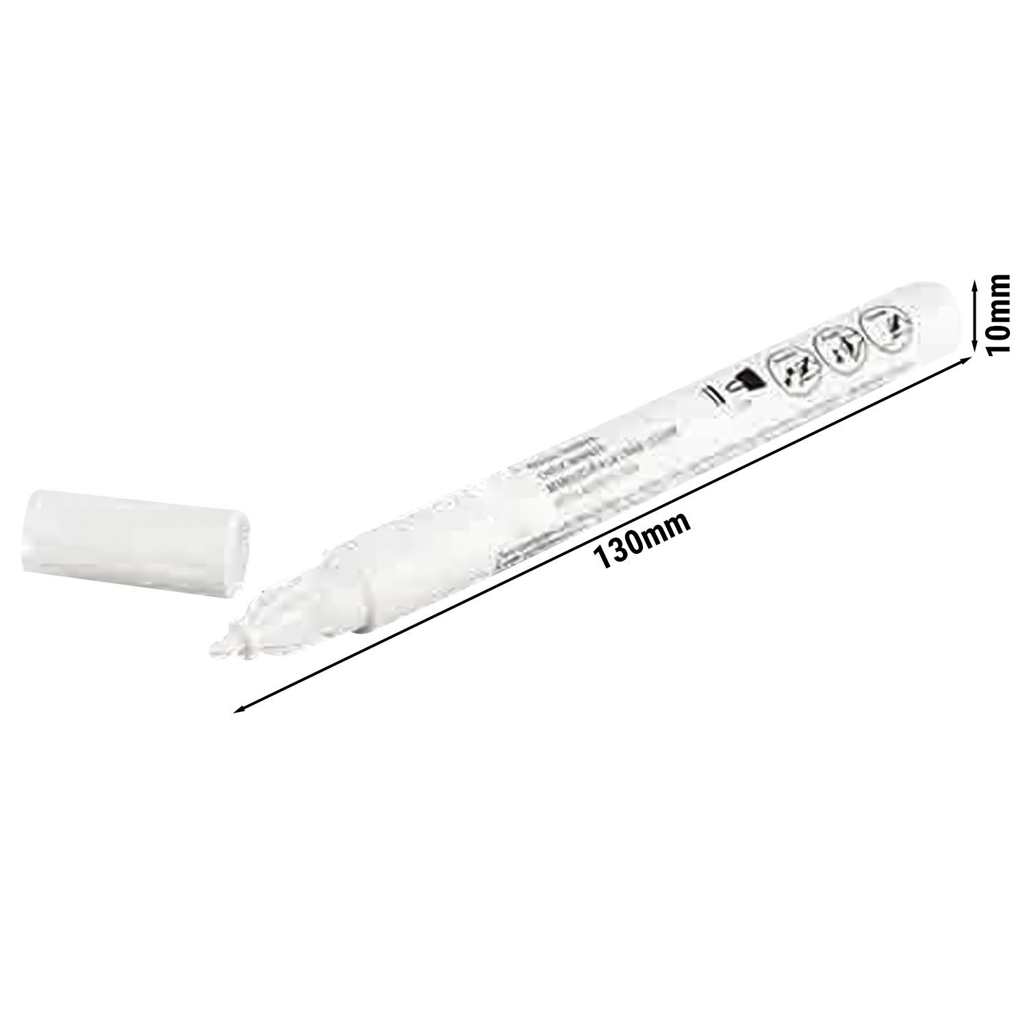 (12 pcs) Marqueur craie - Polypropylène - Ø10mm x 130mm - Blanc | Lot de 12 marqueurs craie