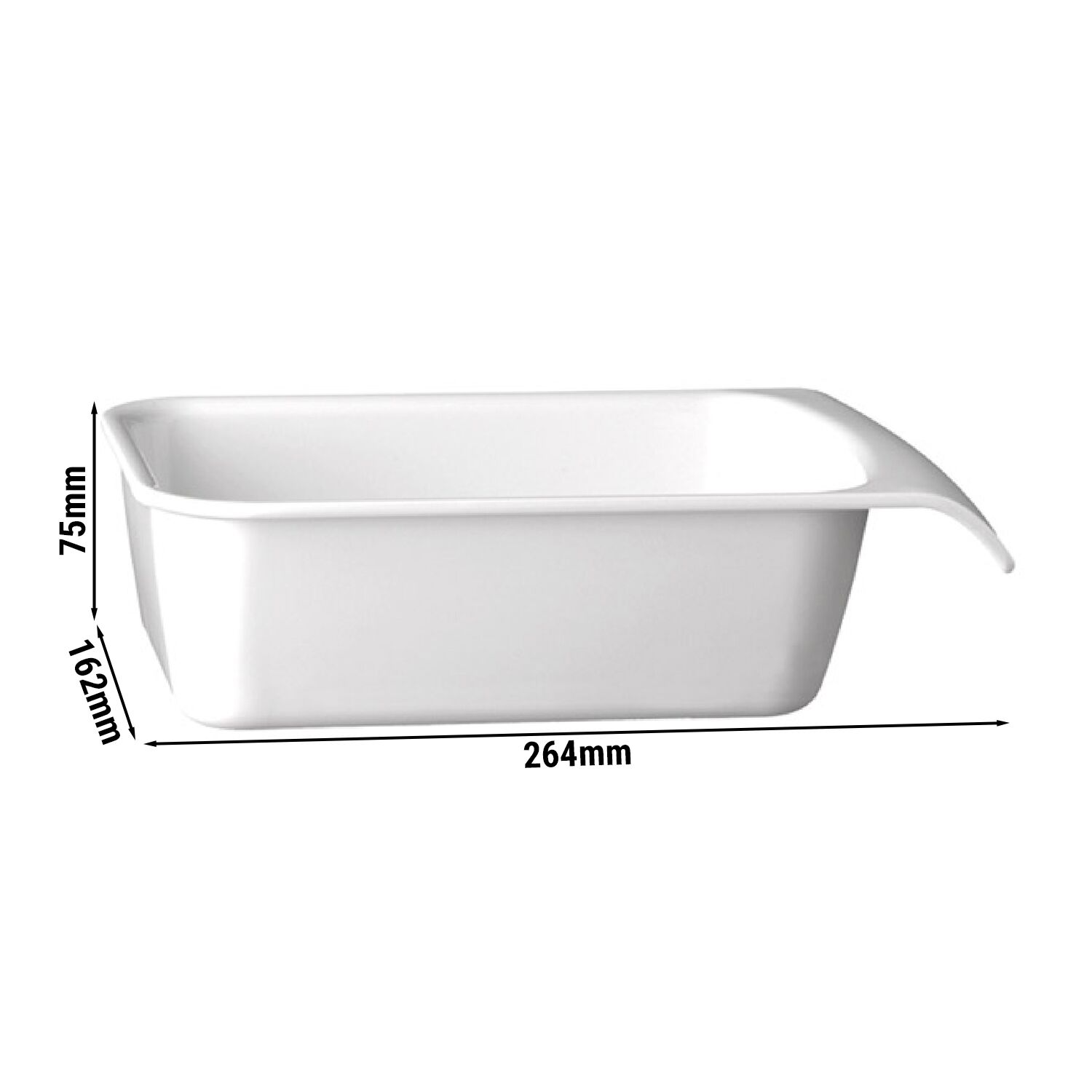 (6 pcs) Bac GN 1/4 - CASCADE - Mélamine - 1,5L - rectangulaire - 264x162mm - Profondeur : 75mm - Blanc