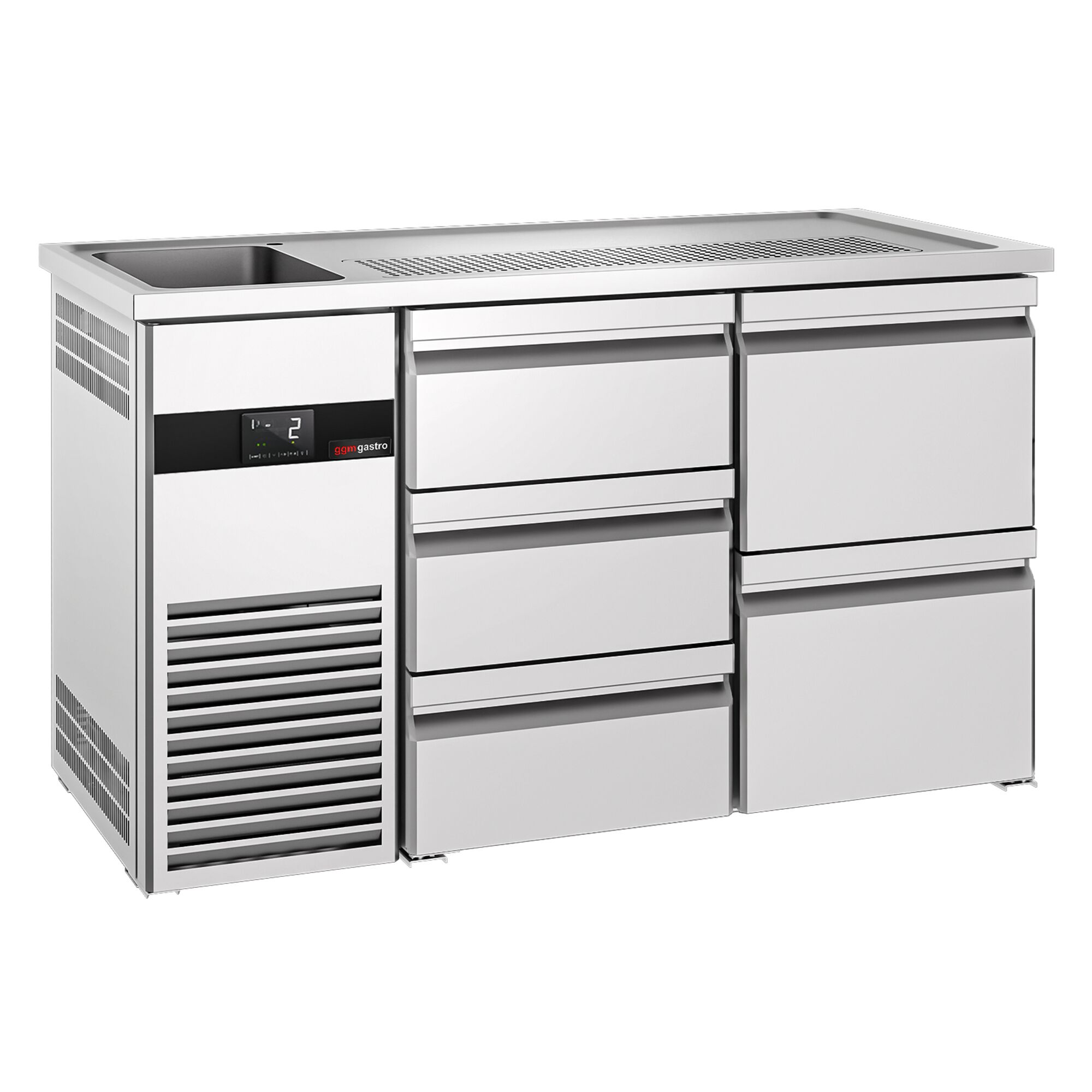 Comptoir de bar réfrigéré PREMIUM - 1550x700mm - 5 tiroirs