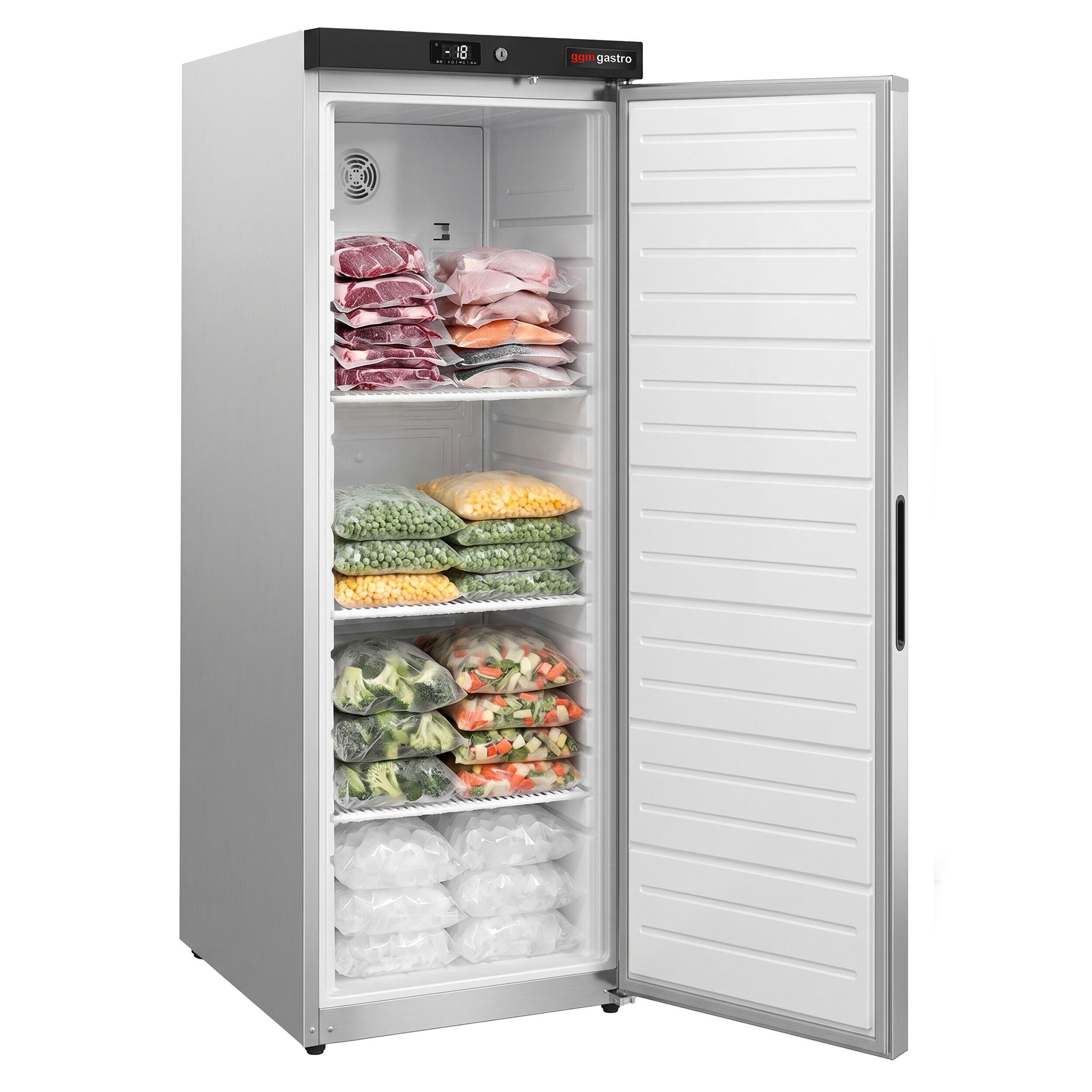 PREMIUM rozsdamentes acél raktárhűtőszekrény – 400 liter – 1 ajtóval