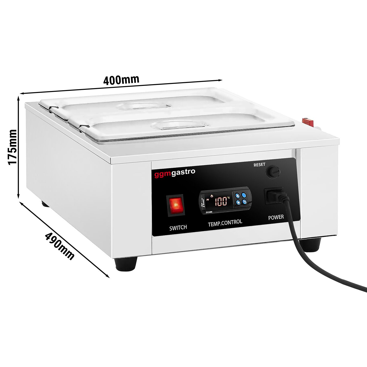Fondoir à chocolat à bain-marie - 2x GN 1/3 - 1,5kW - incl. 2 couvercles et 2 bacs GN 1/3