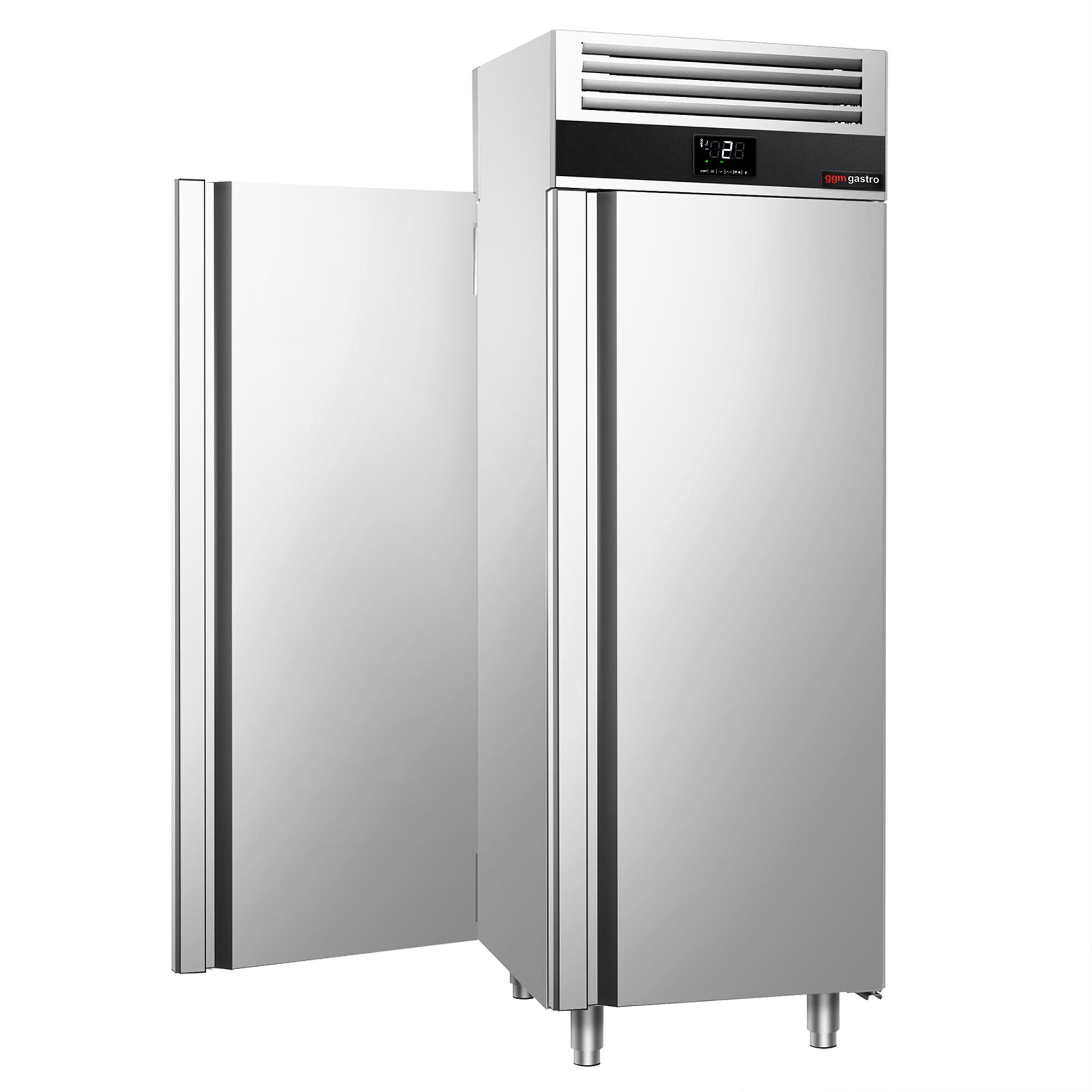 Armoire réfrigérée positive Inox AISI 304 PREMIUM - GN 2/1 - 700 L - avec 1 porte avant & 1 porte arrière & 3 glissières & 3 grilles GN 2/1