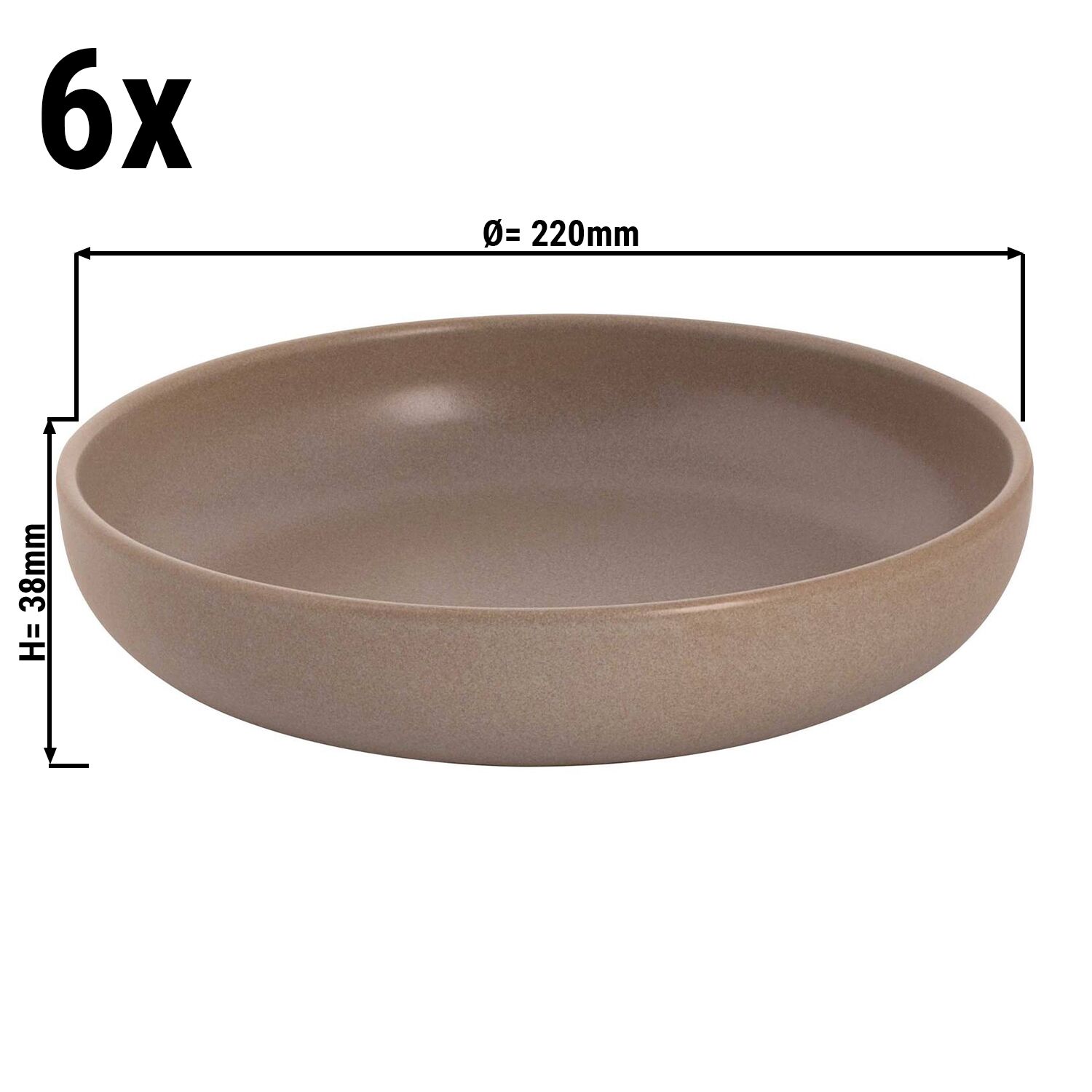 (6 Stück) SANDY LOAM - Teller - tief - Ø 220mm - Grau