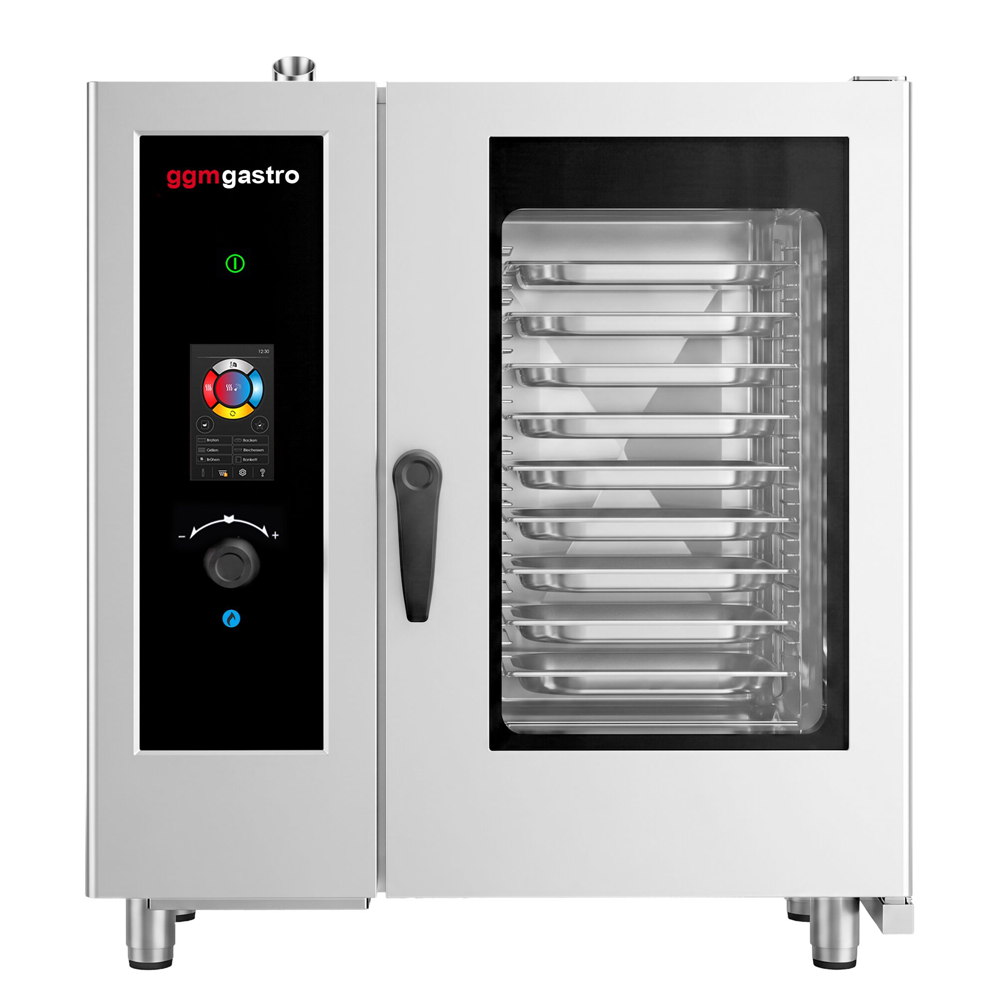 Commercial Gas Combi Oven – Touch Control – 10 × GN 1/1 – with Automatic Cleaning System, Core Temperature Probe, Boiler, Rack