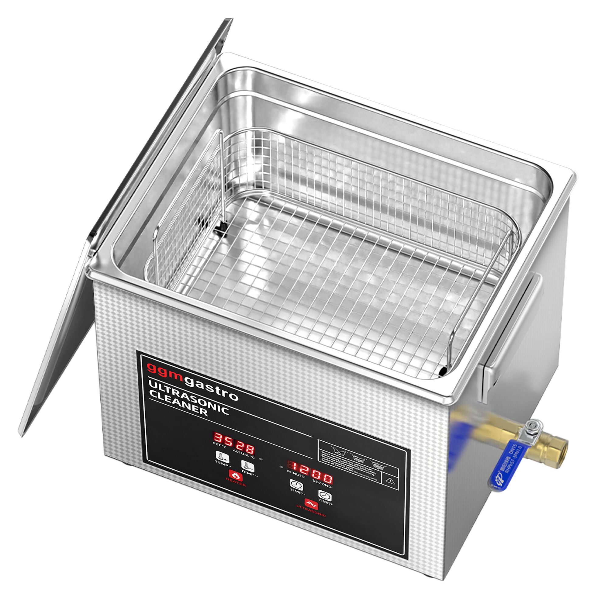 Nettoyeur à Ultrasons - 10 Litres - 240 Watt Puissance Ultrasonique - avec Robinet de Vidange