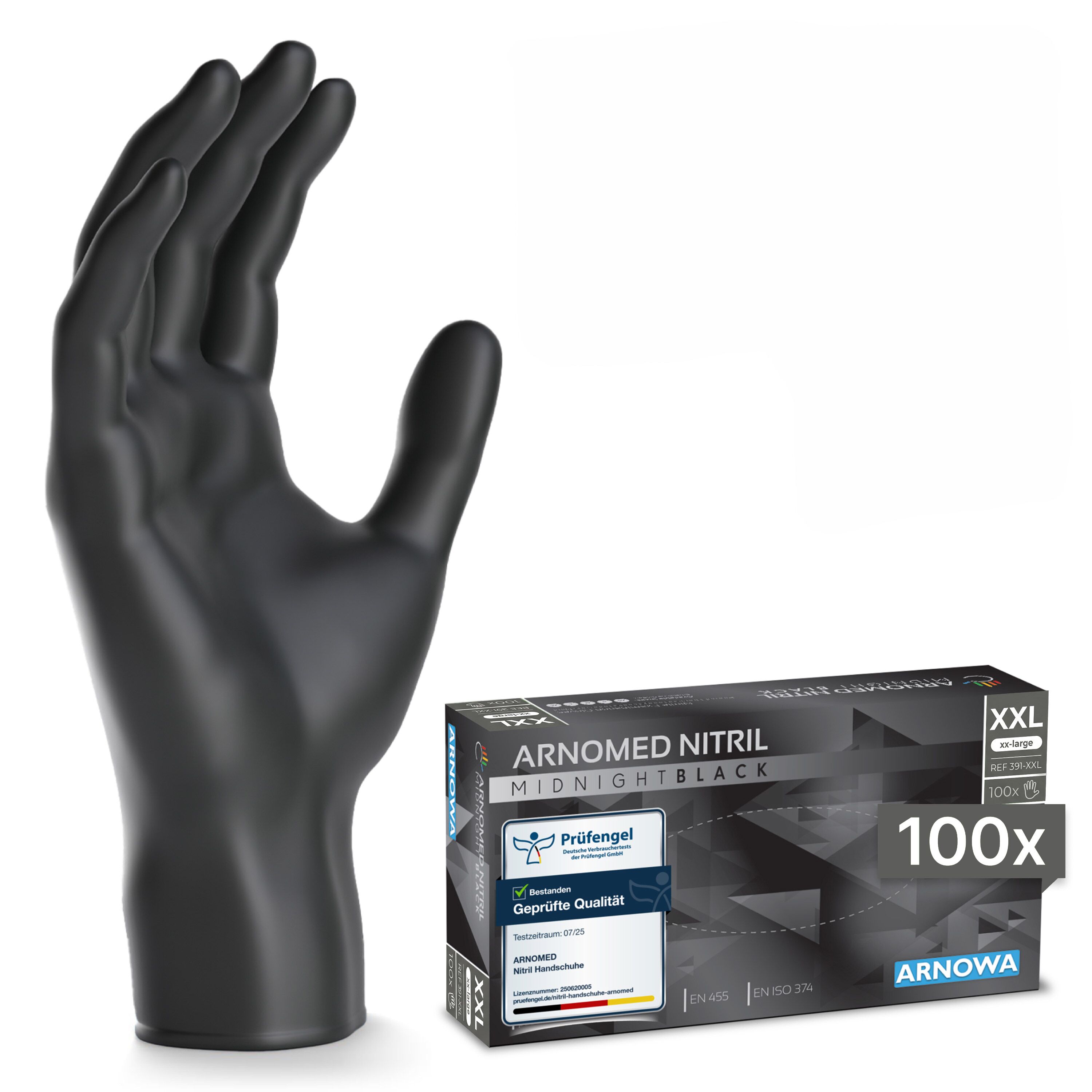 (10 pezzi) ARNOWA | Guanti monouso in nitrile - 90 pezzi - Taglia XXL - Nero