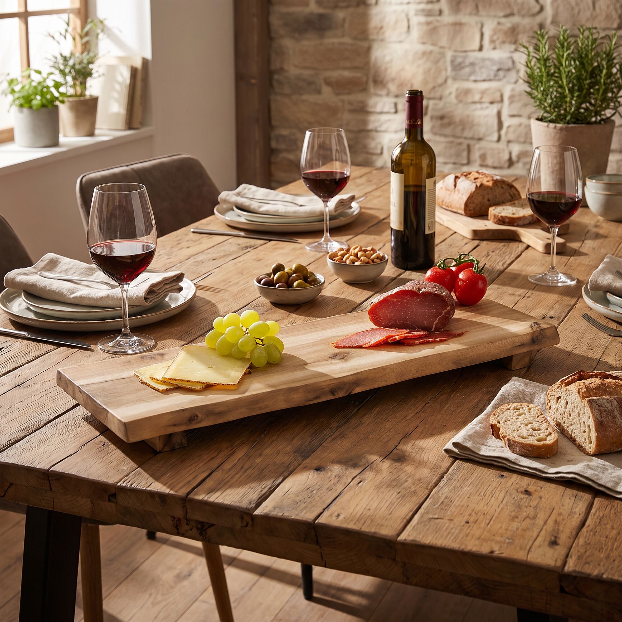 (4 pieces) Serving board with legs - 190x530x40mm 