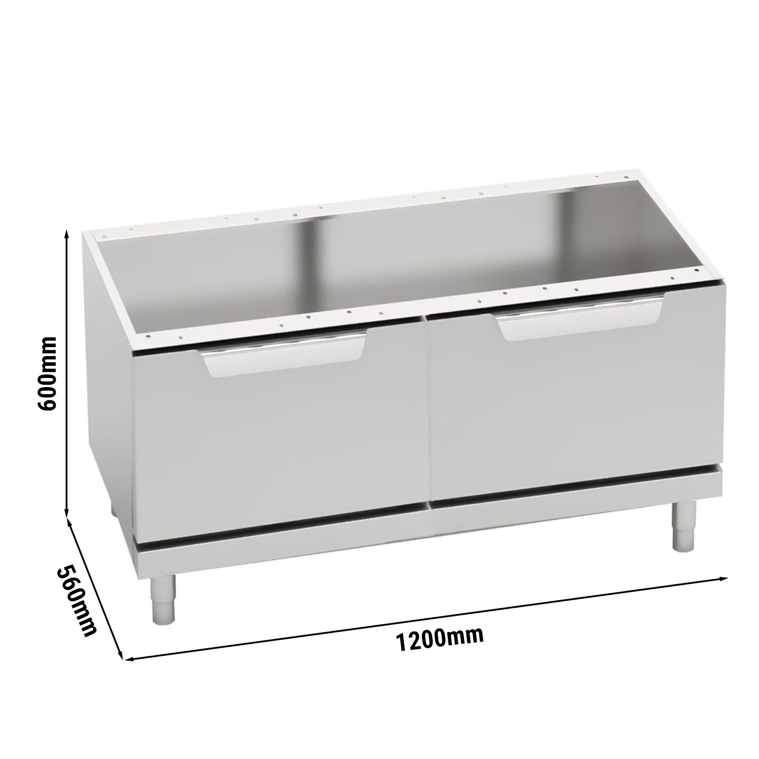 Soubassement - 1200x560x600mm - 2 portes - Inox AISI 304 - Série Lorenzo 700