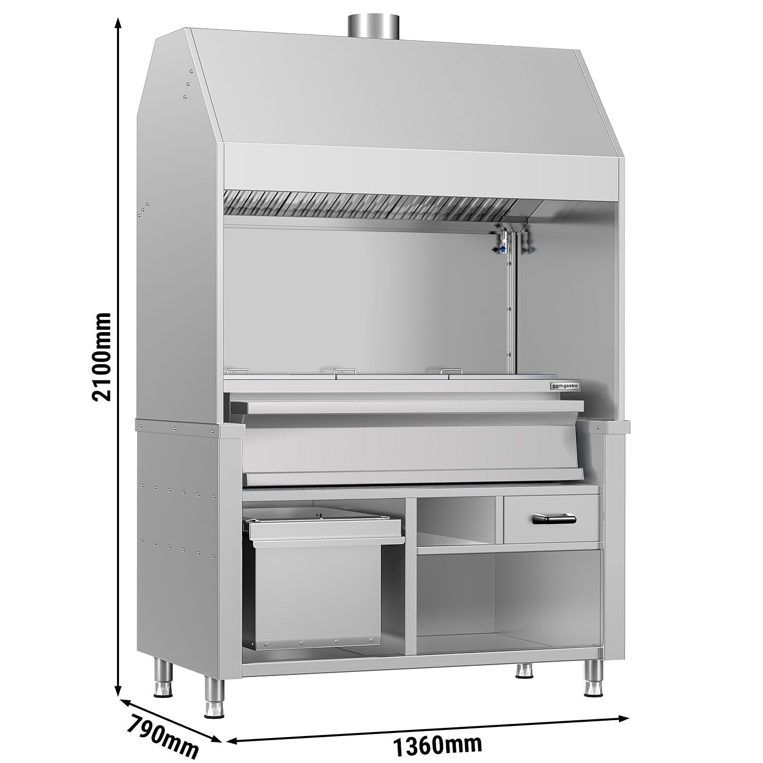 Charcoal Grill - 1360mm - 3 grill grates