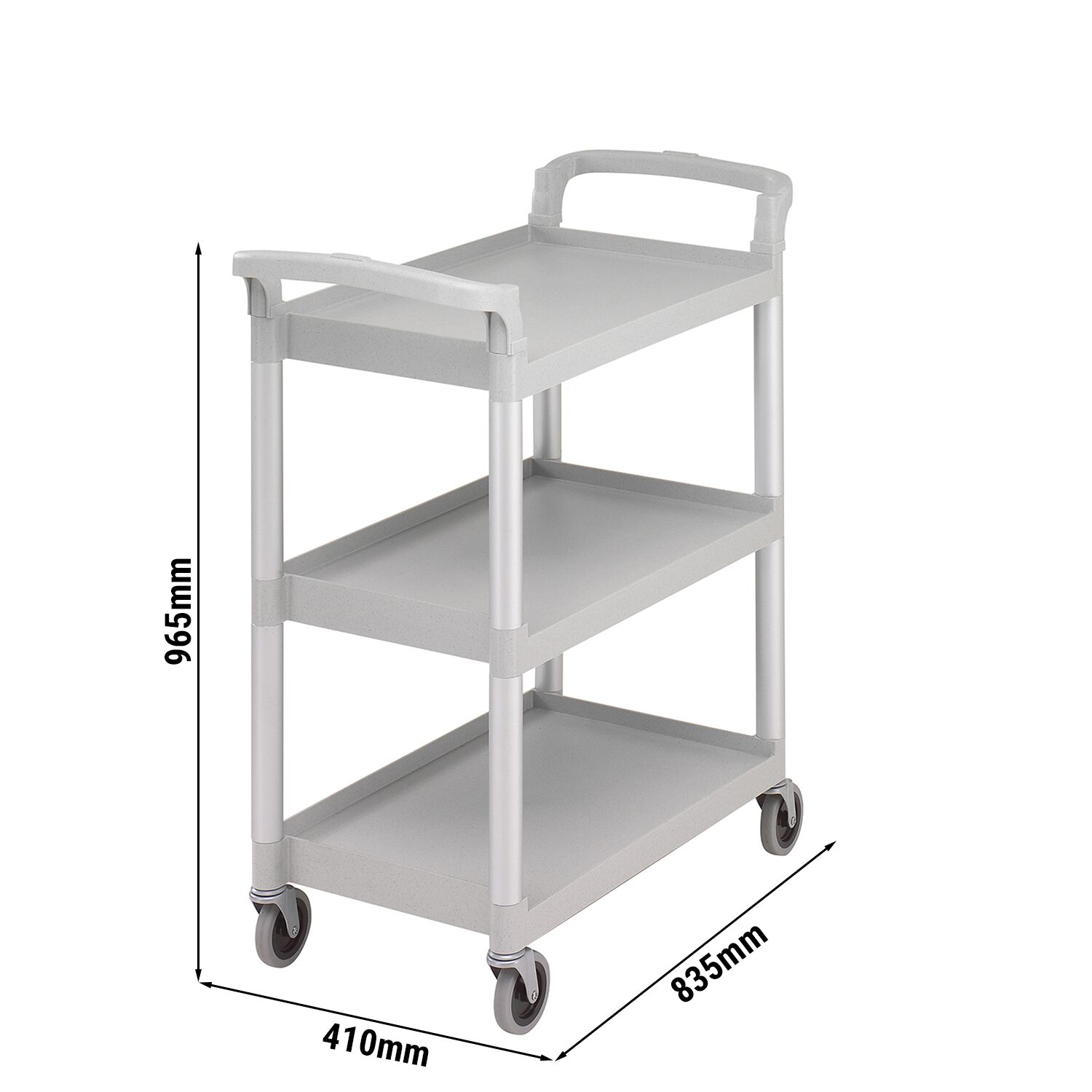 CAMBRO | Chariot de Service en Polypropylène - 835x410mm - avec 3 Étages - Marbré Gris