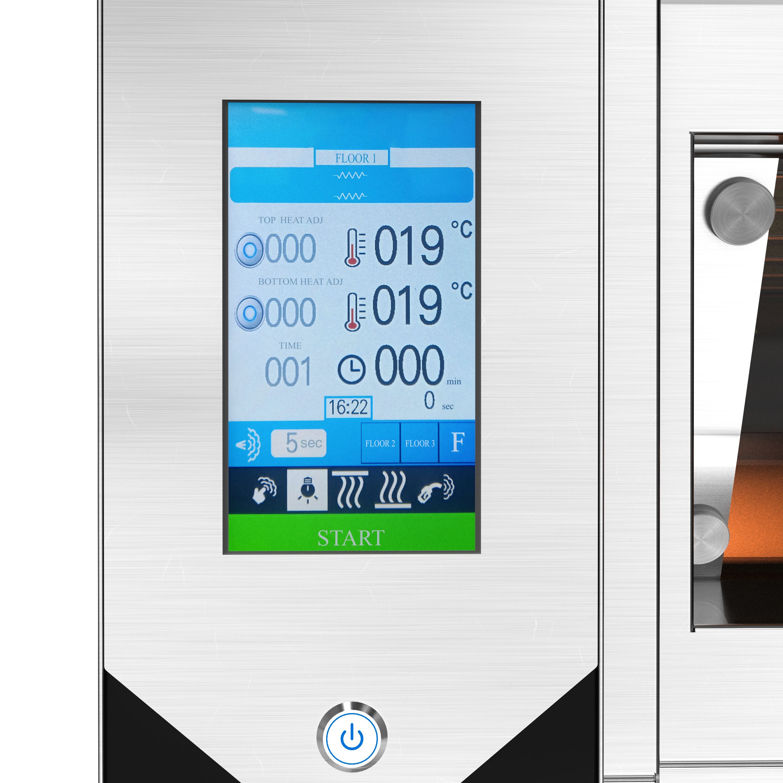 Commercial 3‑Deck Electric Bakery Deck Oven with Steam – Touch Control - Hood & Stand - EN 600×400