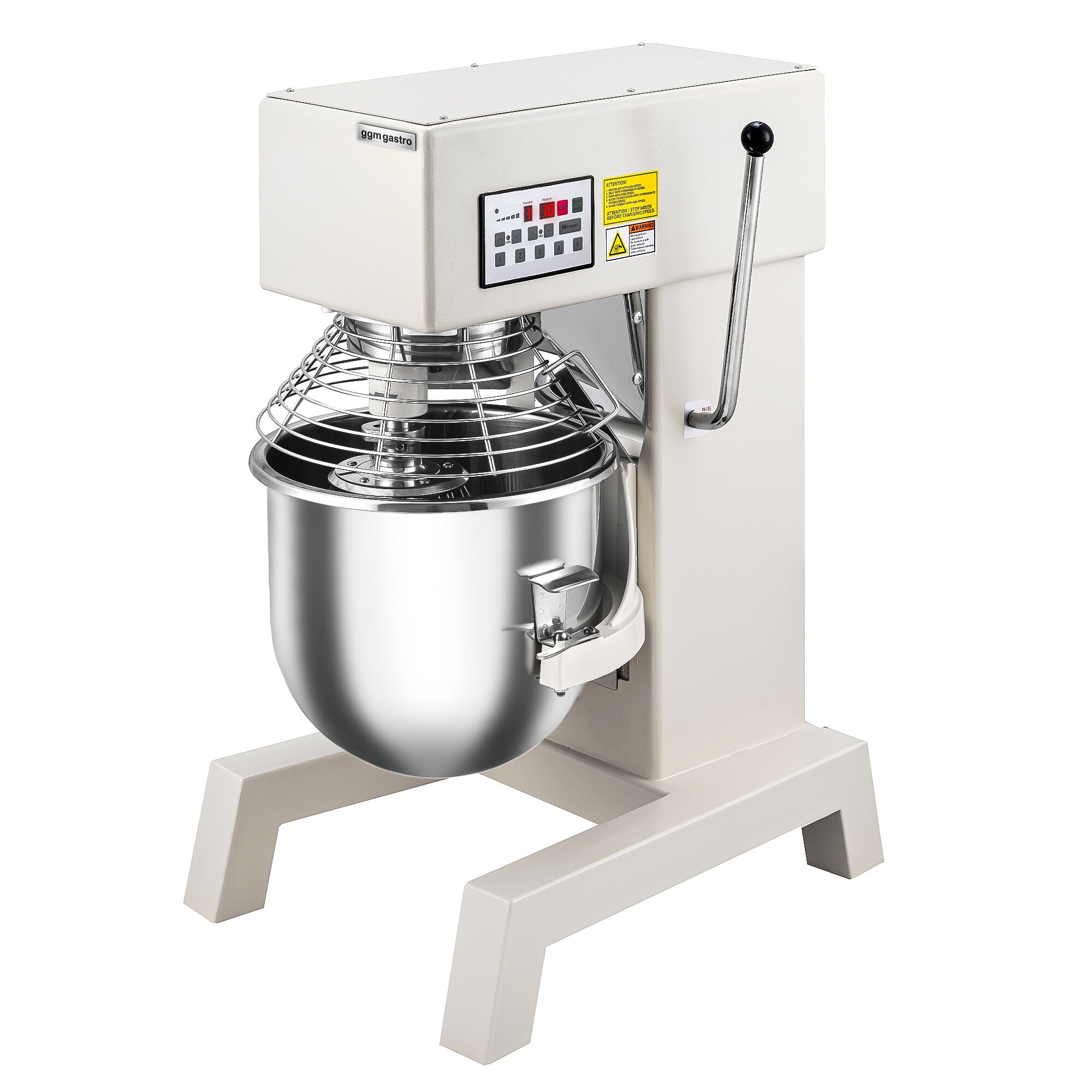 Batteur-mélangeur planétaire professionnel - 20L - 1,1kW - avec affichage, éclairage & 3 outils