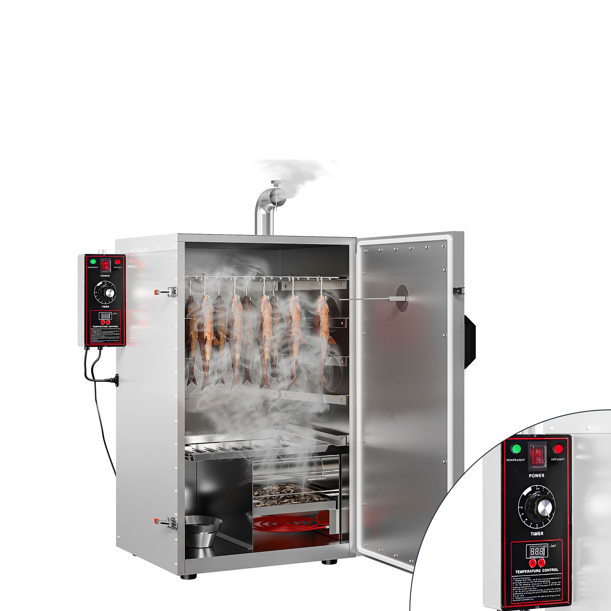 Compact Fumoir électrique professionnel - Commande électronique - avec 4 grilles - 500x450mm
