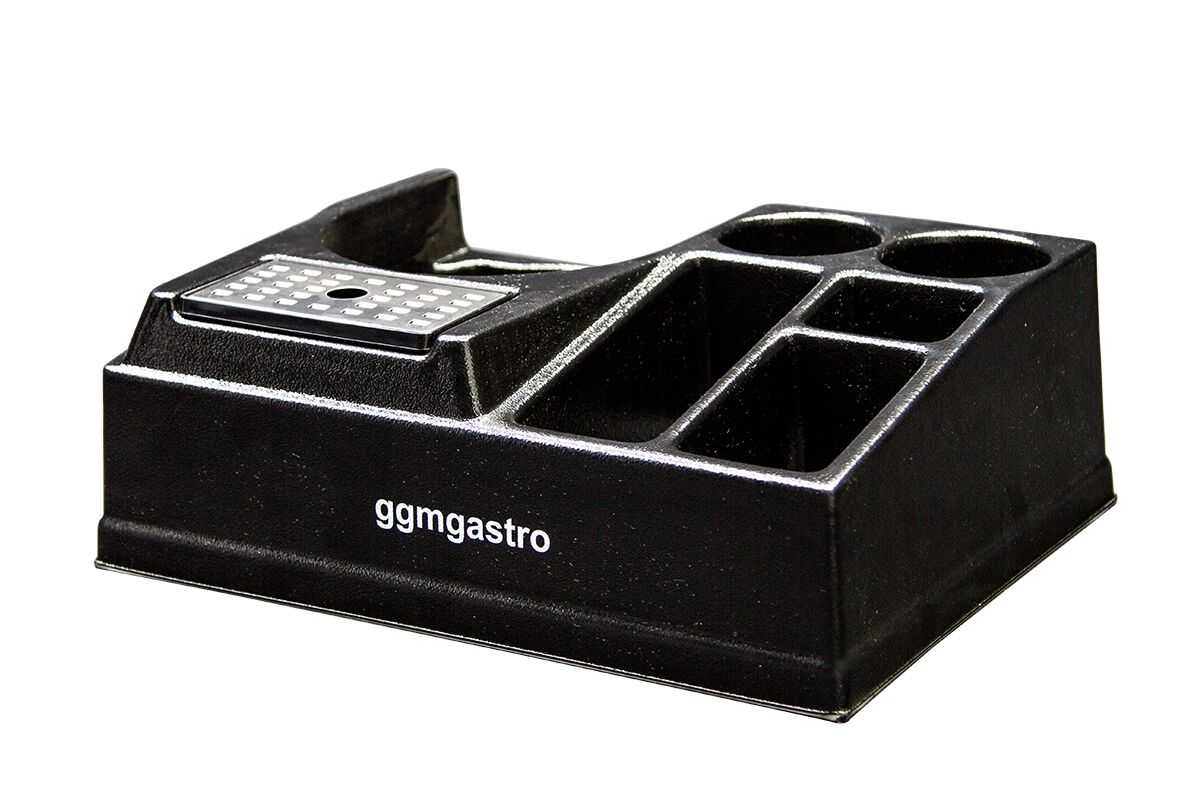Station café (pour 1 verseuse isotherme (Ø≤190mm)) - avec rangements - Plastique - 435x330x145mm - incl. bac d'égouttage & insert plastique réglable