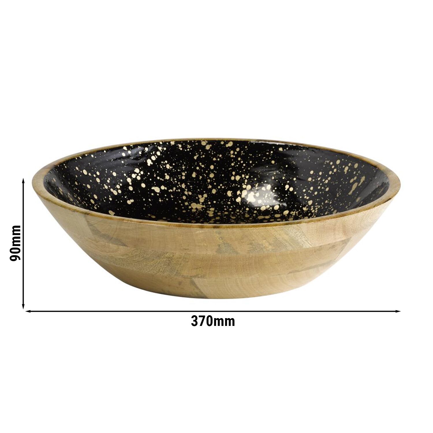 (6 pcs) Coupe - MANGO - Bois de manguier - 4L - Ø 370mm - Profondeur : 90mm - Noir-Or