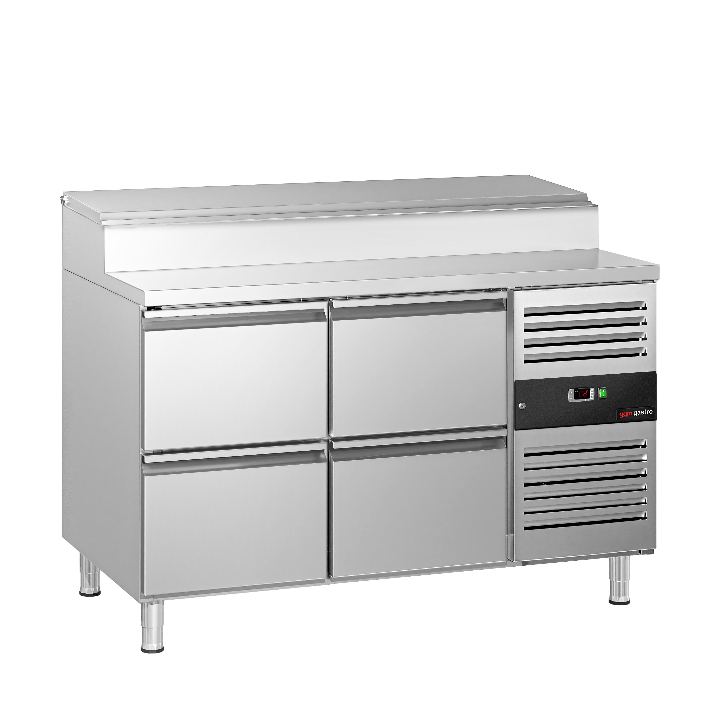 Table de préparation PREMIUM – 1360 mm – 4 tiroirs – pour 7 bacs GN 1/3